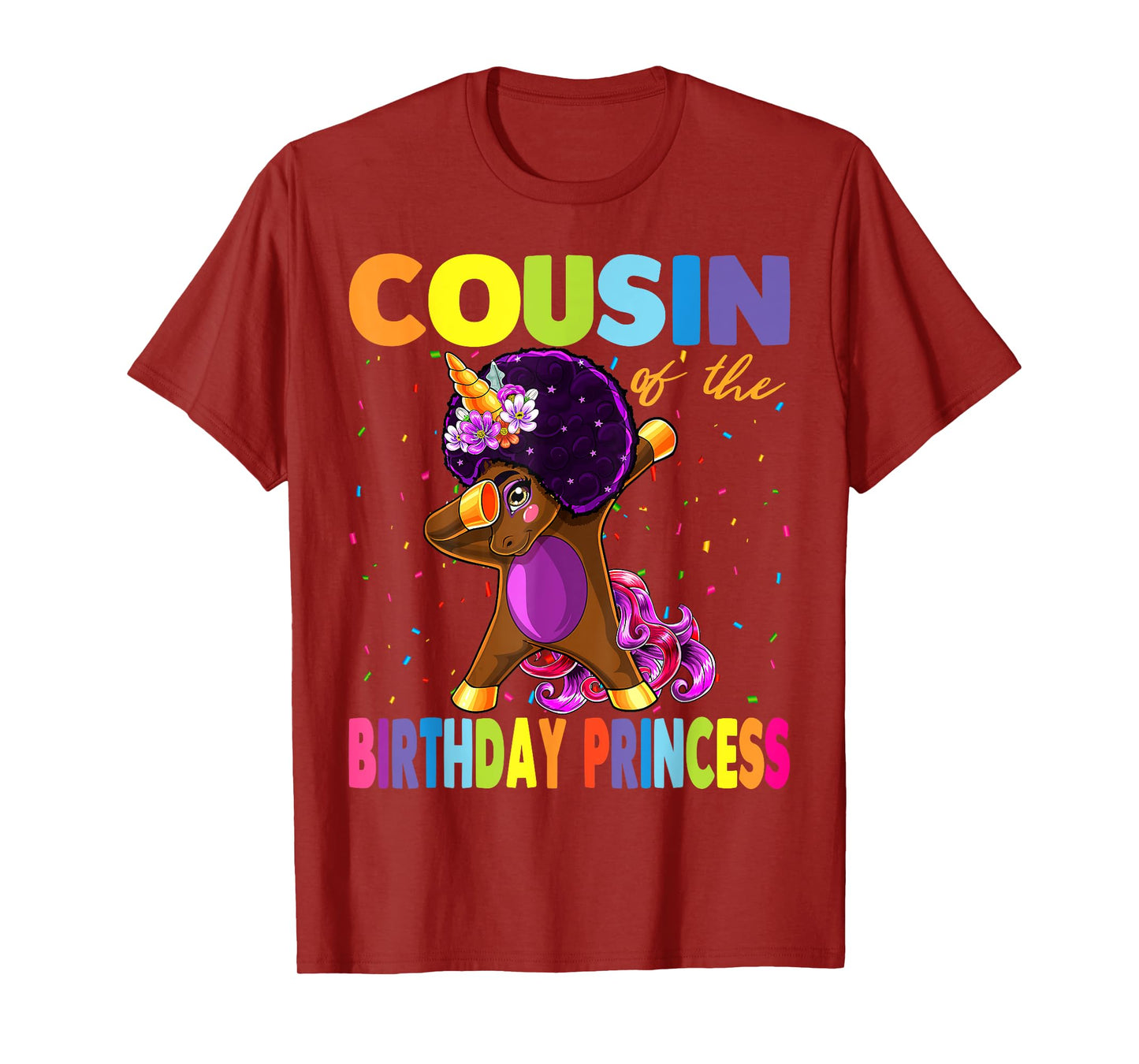 Dabbing Unicorn Afro Cousin of the Birthday Princess T-Shirt
