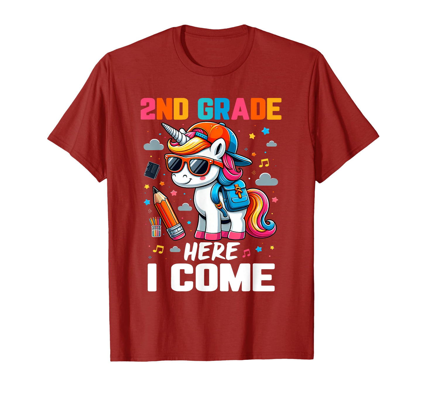 Second Grade Here I Come Unicorn Girls Kids Back To School T-Shirt