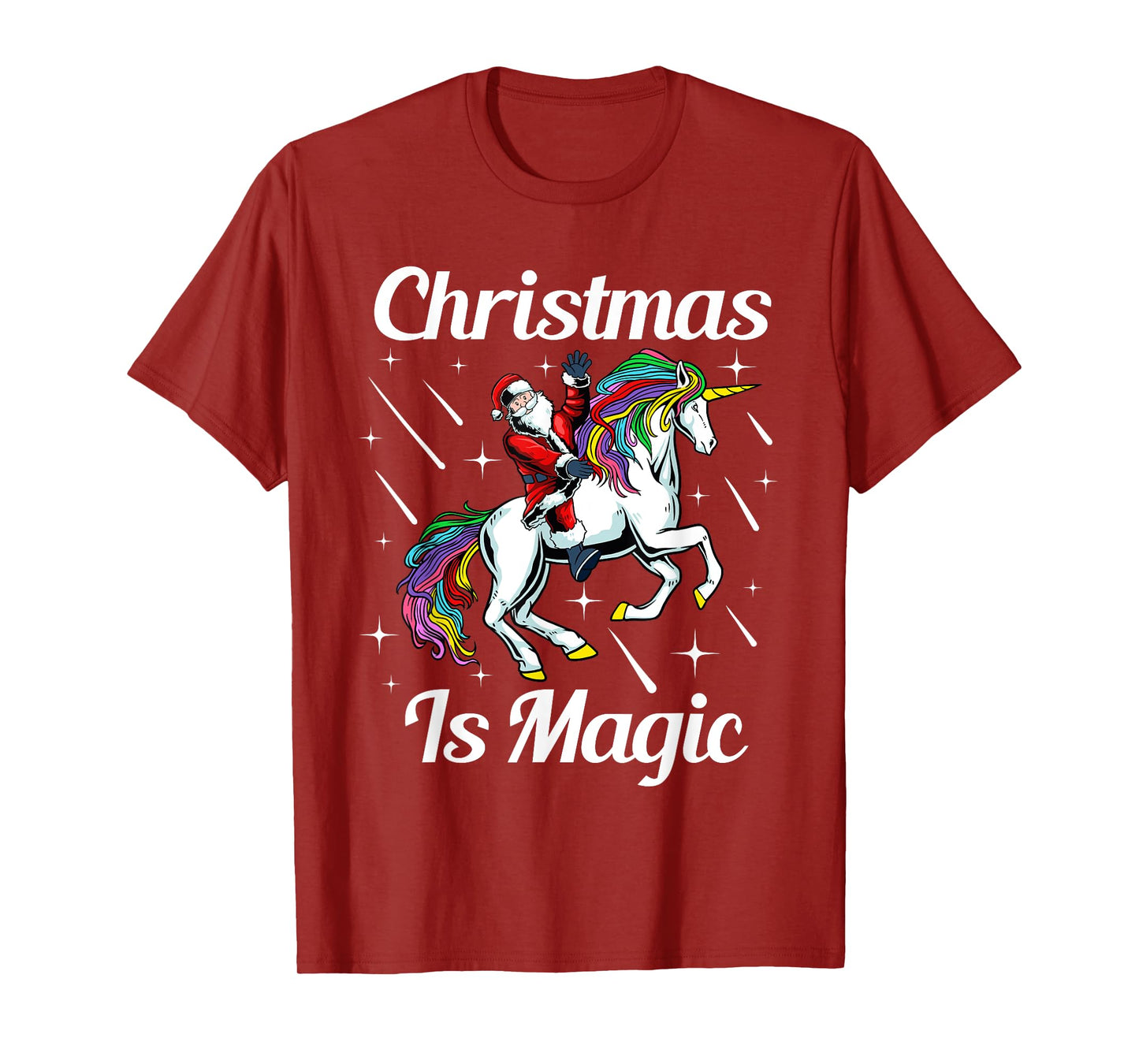 Christmas Is Magic Pajama Cute Santa Riding Unicorn X-Mas T-Shirt