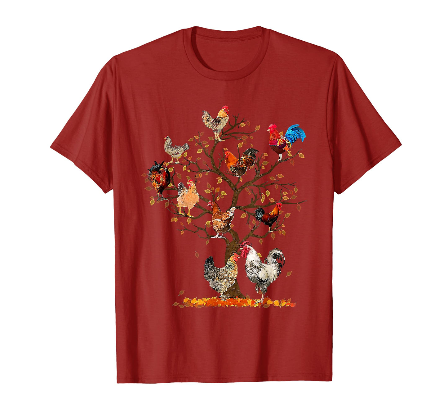 Chicken Tree Autumn Tree Fall Leaves Chicken Love T-Shirt