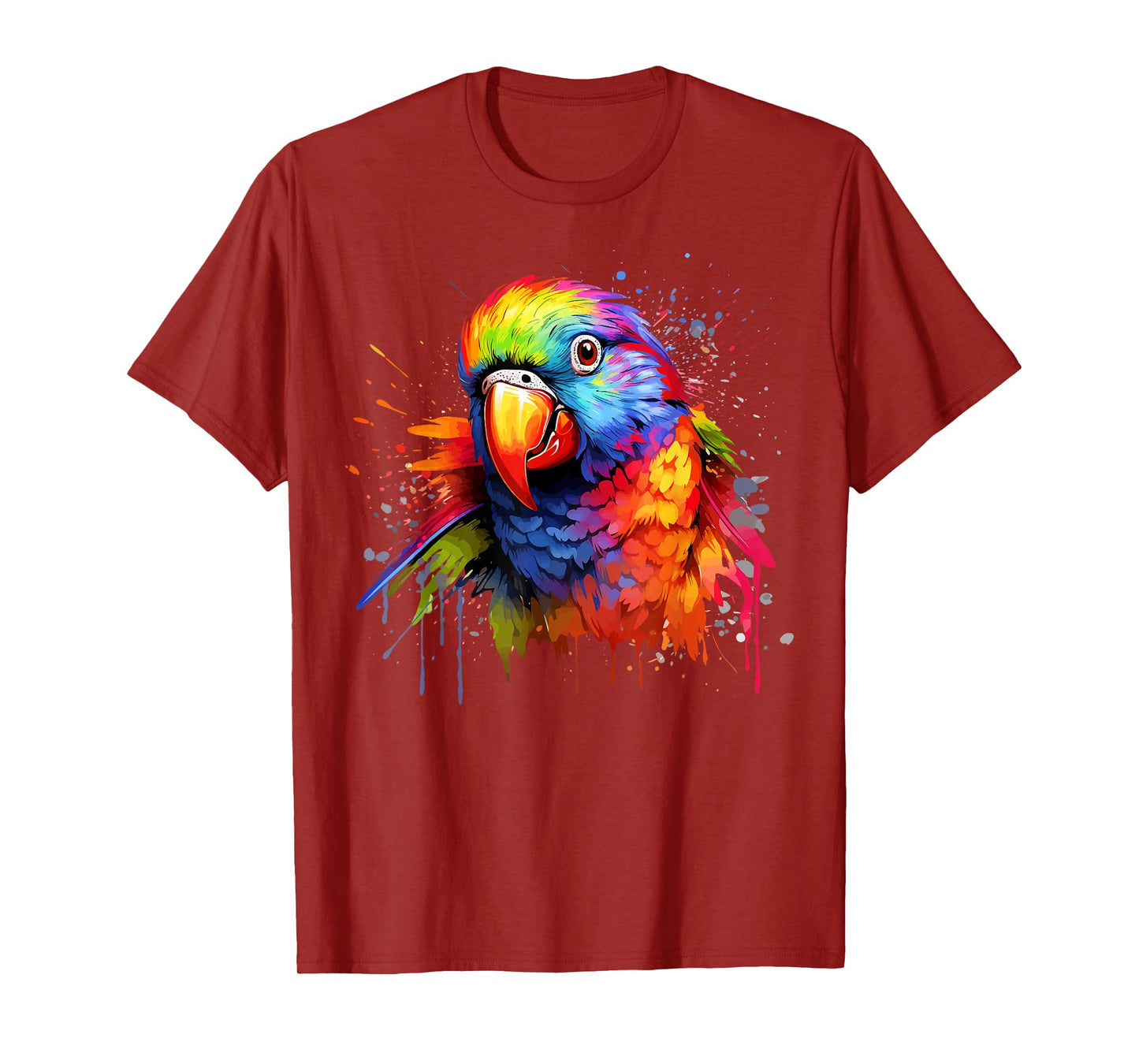 Colorful Splash Art Rainbow Lorikeet Parrot Lover T-Shirt