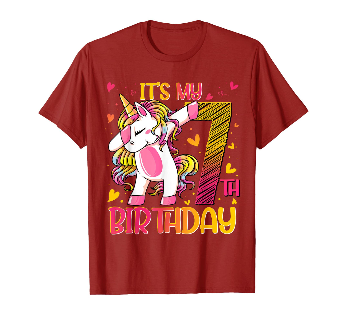 7 Year Old Unicorn Dabbing 7th Birthday Girl Unicorn Party T-Shirt