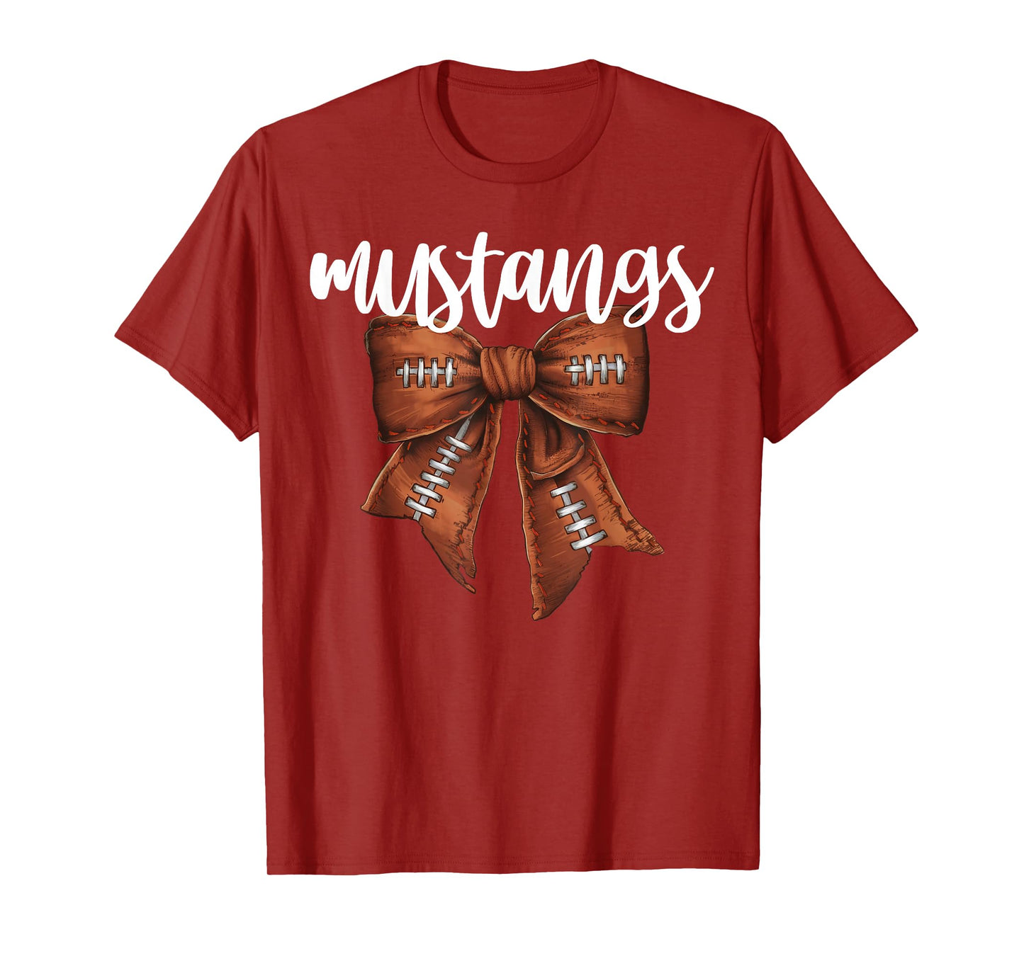 Mustangs Football Bow School Spirit Team Mascot Game Night T-Shirt