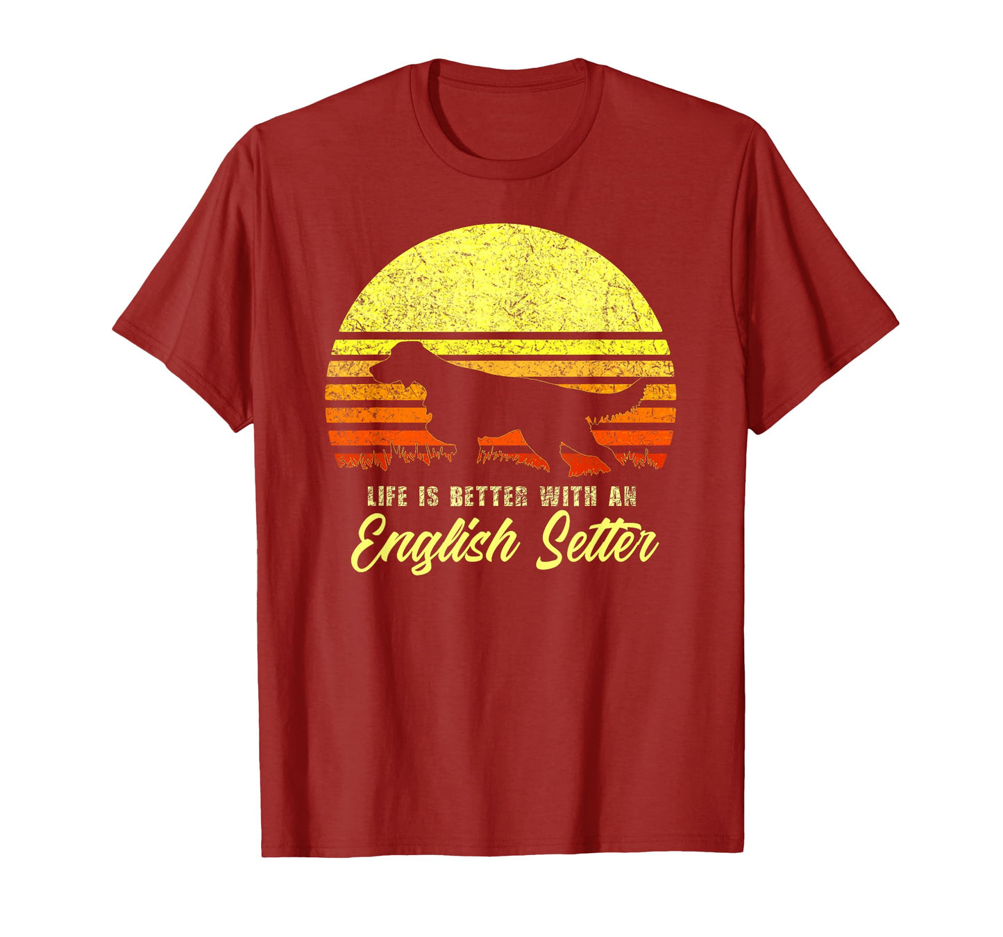 English Setter Hunting Bird Dog Lover Vintage Retro Sun Gift Men Women Kids T-Shirt