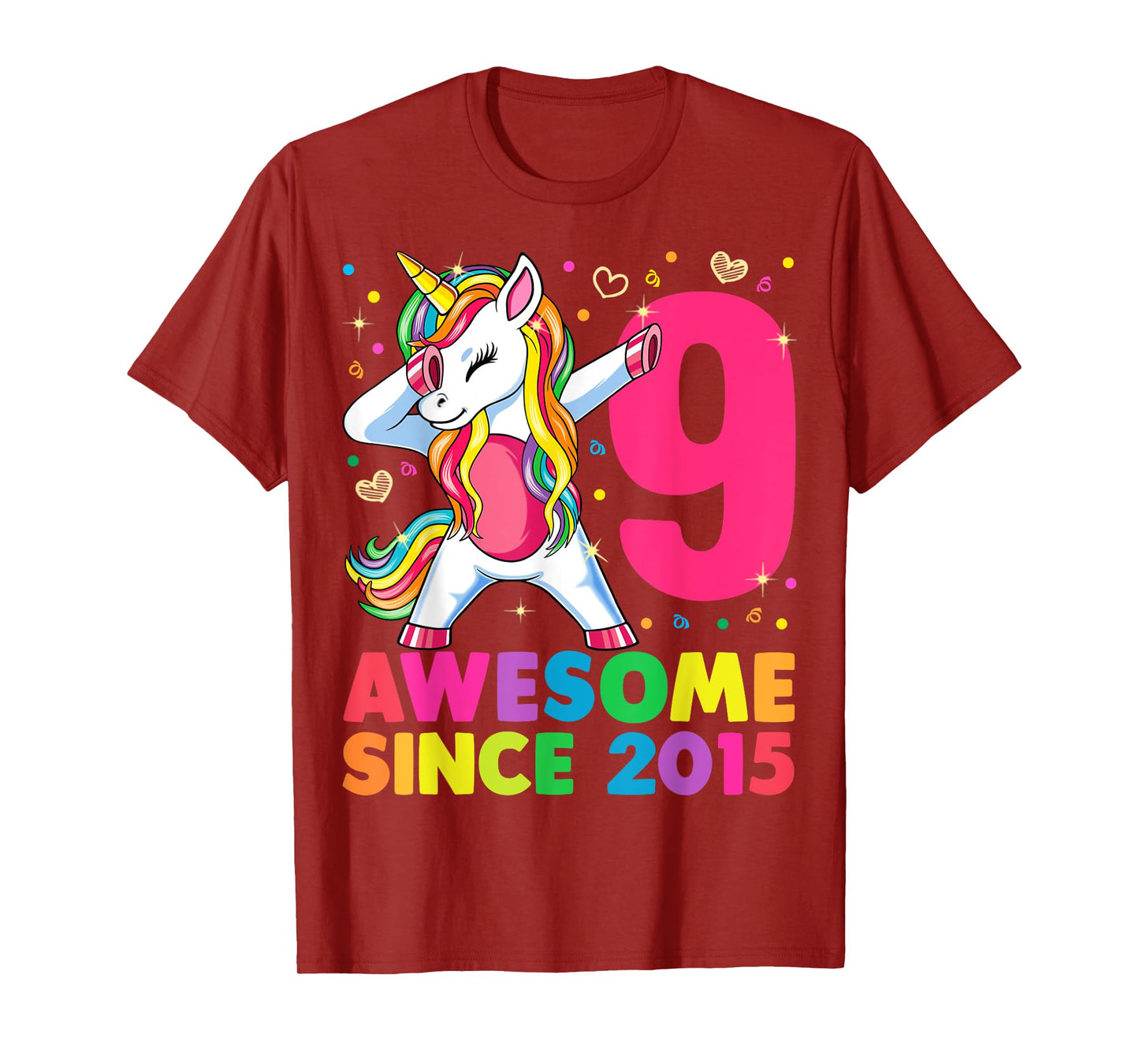 9 Years Old Unicorn Dabbing 9th Birthday Girl Unicorn Party T-Shirt