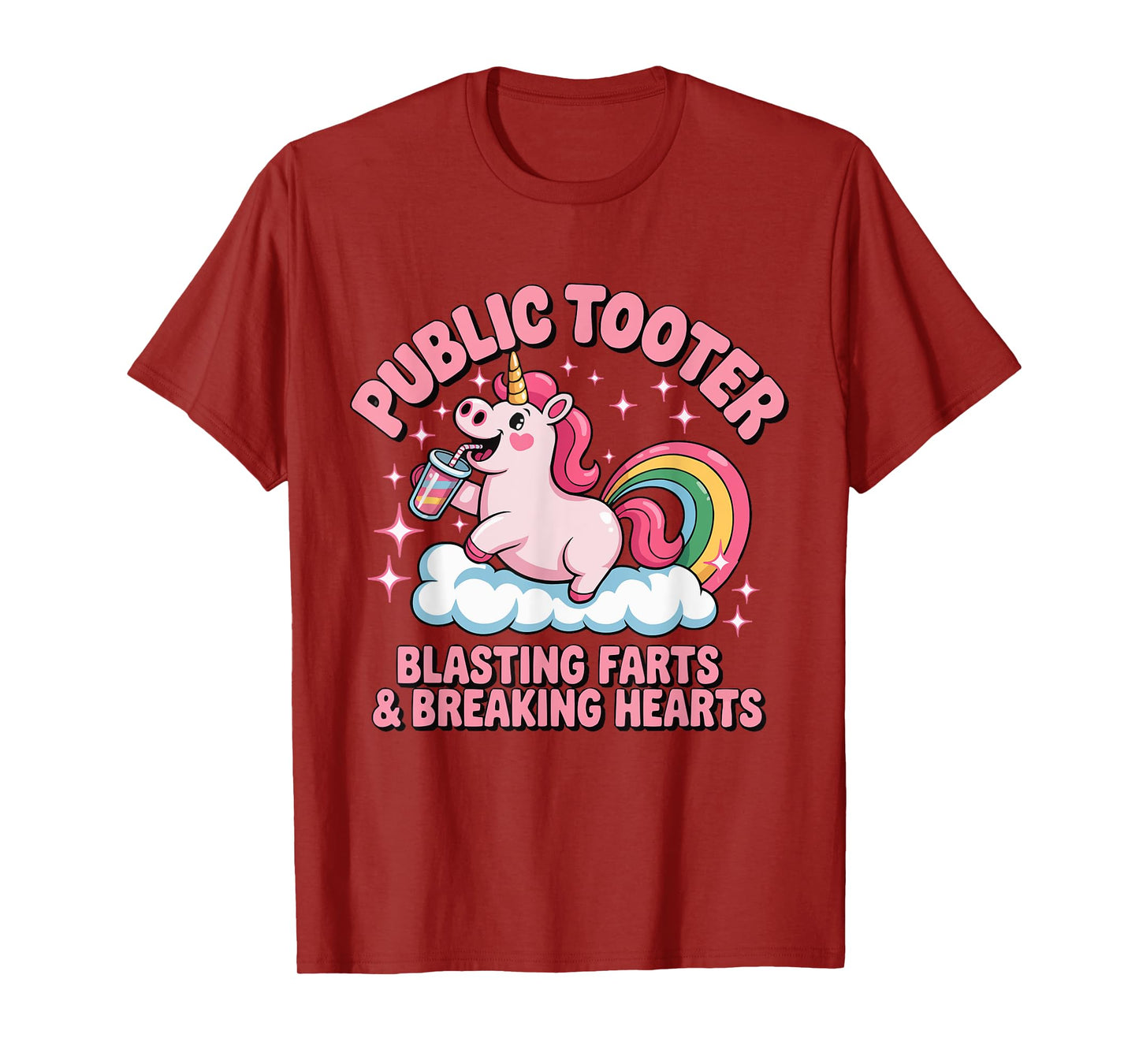 Public Tooter Unicorn Blasting Farts & Breaking Hearts T-Shirt