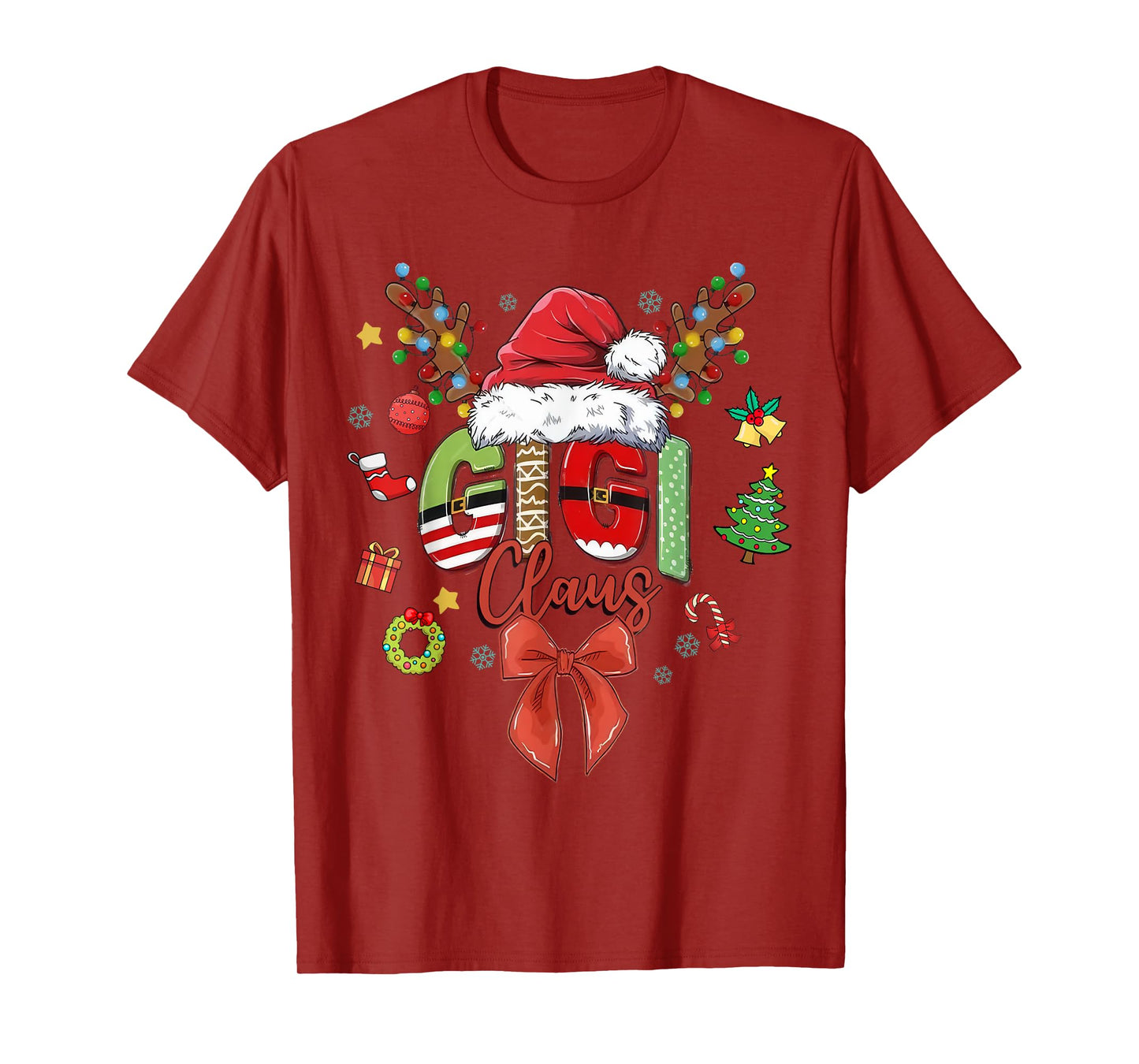 Gigi Claus Coquette Christmas Matching Family Xmas Santa Hat T-Shirt