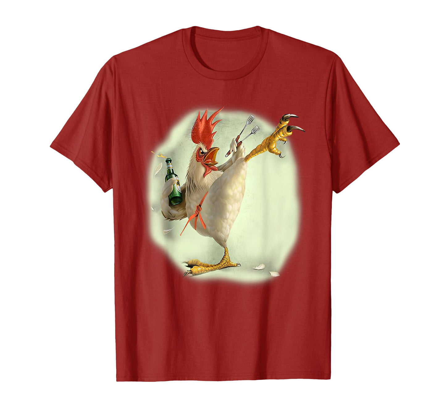 Chicken Beer Karate Kick Cool Chicken Funny Chicken Farmer T-Shirt