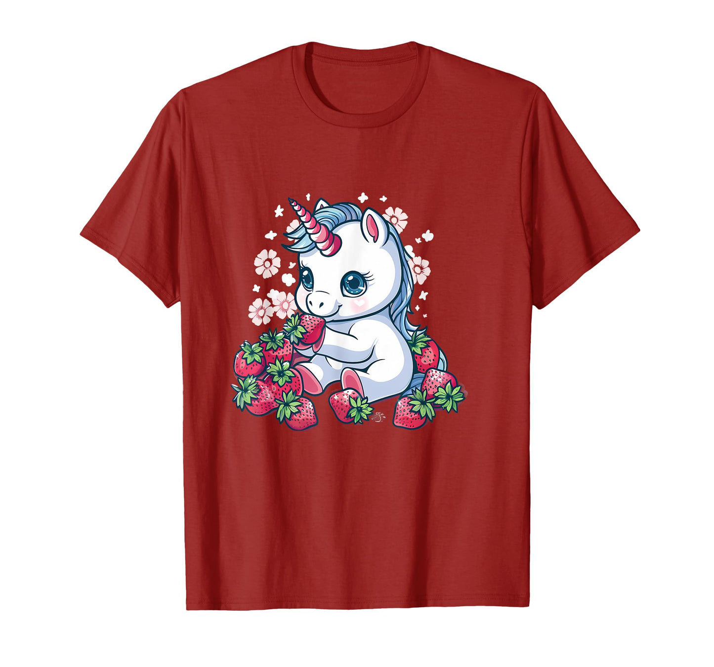 Strawberry Unicorn Cute Floral Strawberries Animal Print T-Shirt