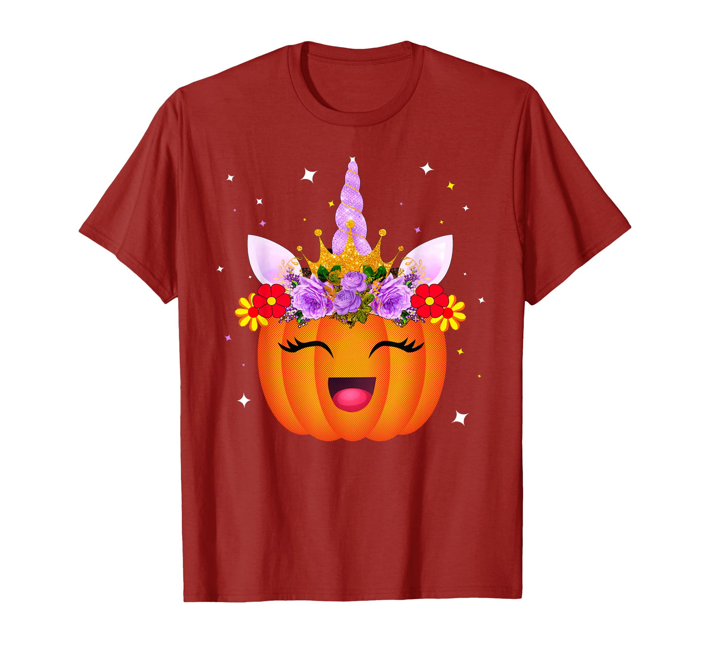Girl Unicorn Pumpkin Halloween Unicorn Pumpkin Princess T-Shirt
