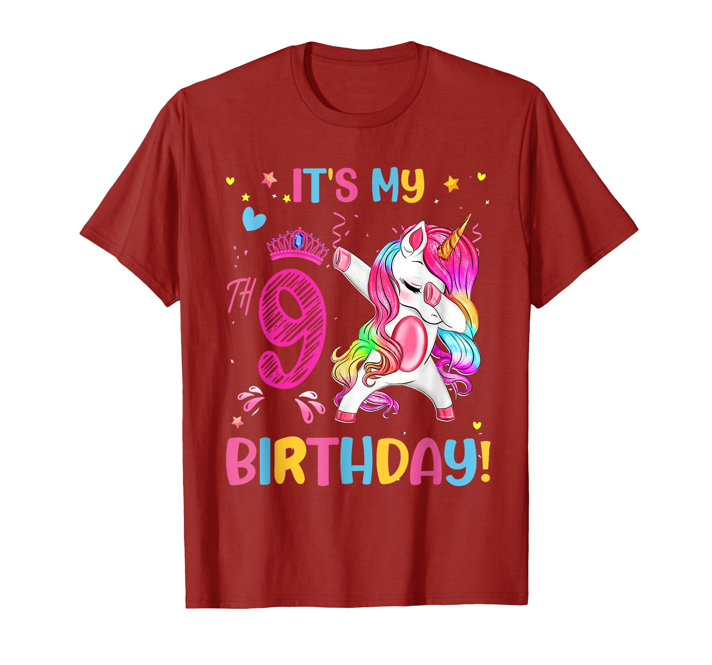 It's My 9th Birthday Unicorn Girls Funny 9 Year Old Birthday T-Shirt