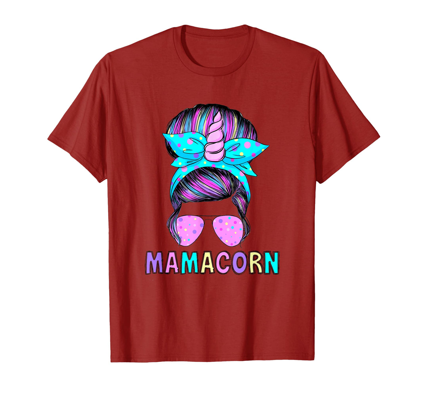 Funny Mamacorn Unicorn Messy Bun Mom Mother's Day Girl Women T-Shirt