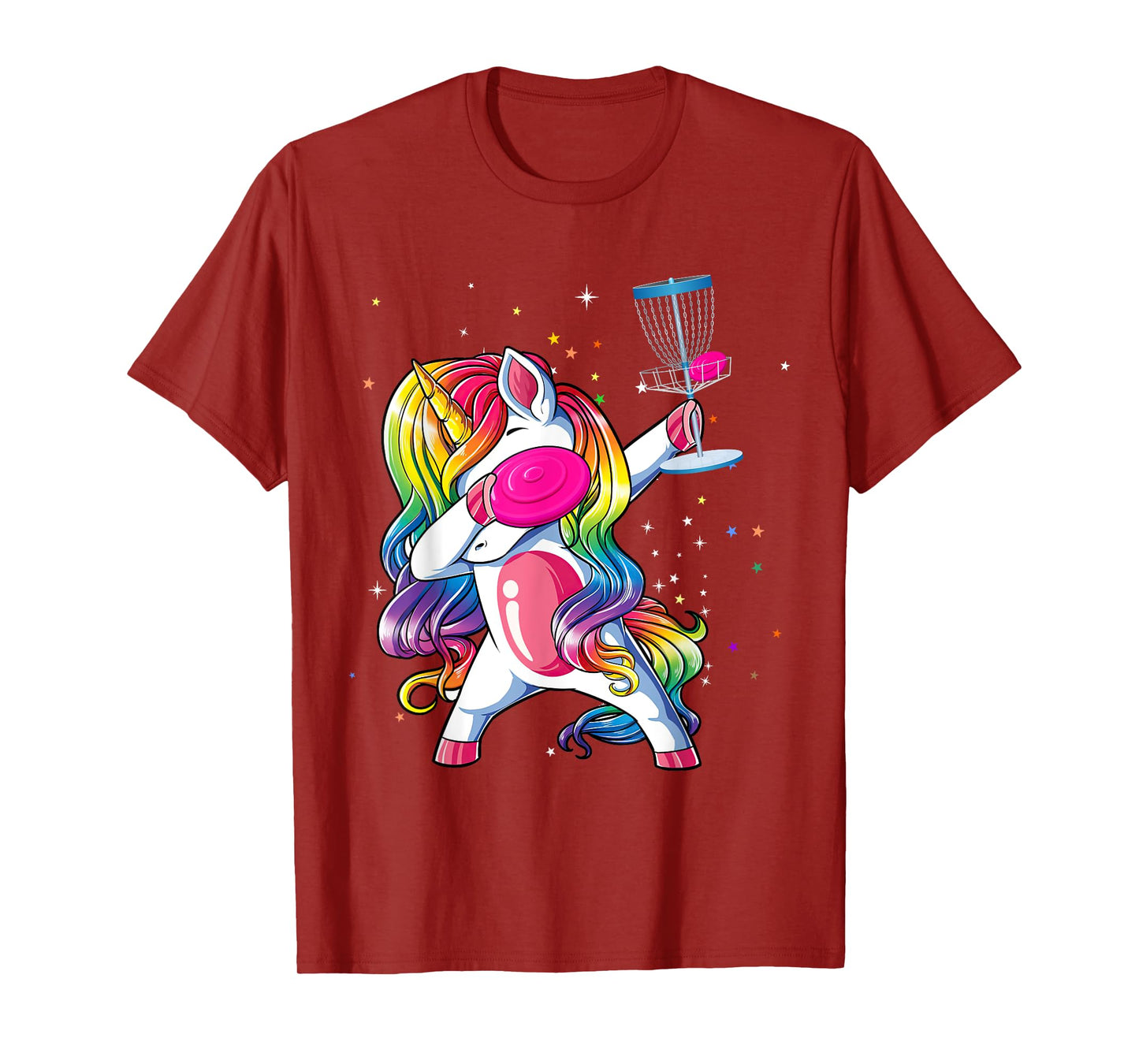 Dabbing Unicorn Playing Disc Golf Player Lover Matching Kids T-Shirt