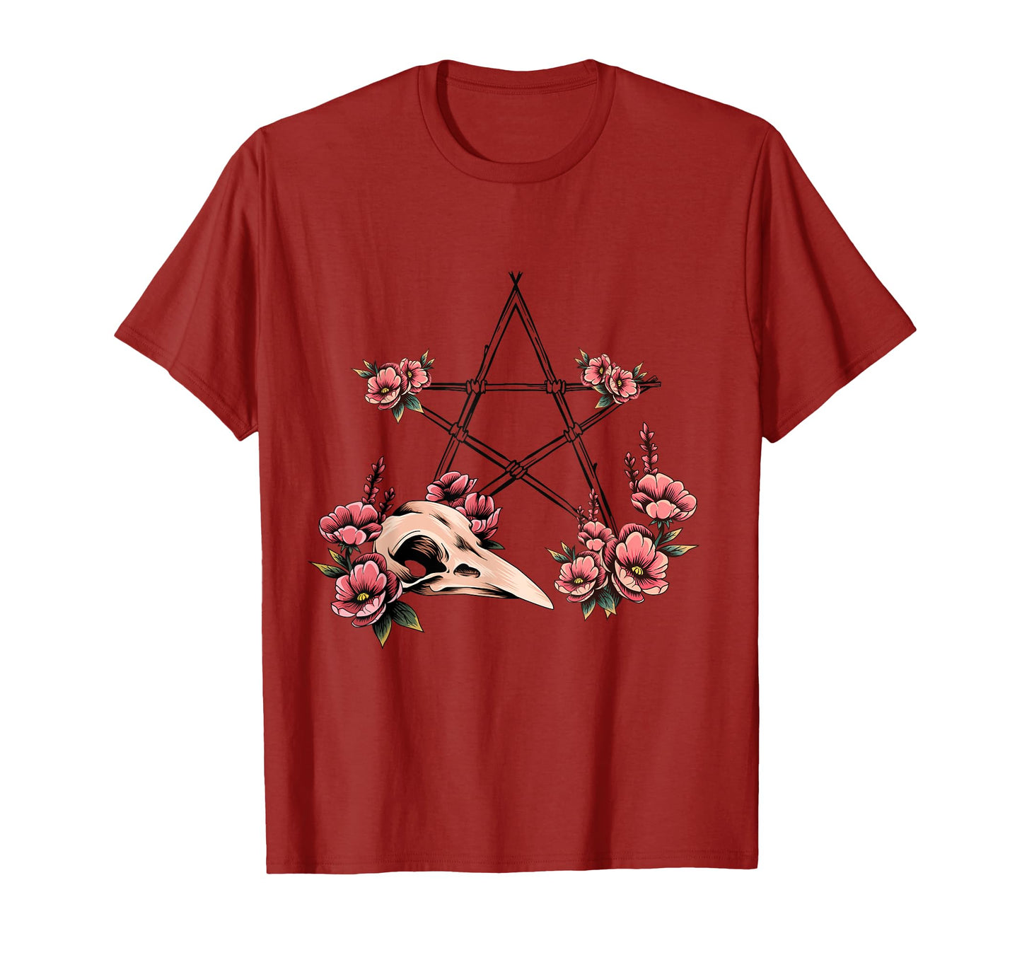 Pagan Witchcraft Pentagram Bird Skull Pagan Altar T-Shirt