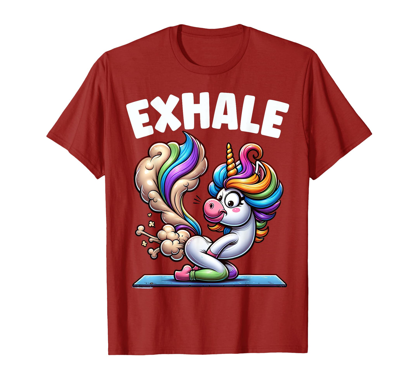 Funny Exhale Unicorn Yoga Fart Pose Farting Women Gag Squad T-Shirt