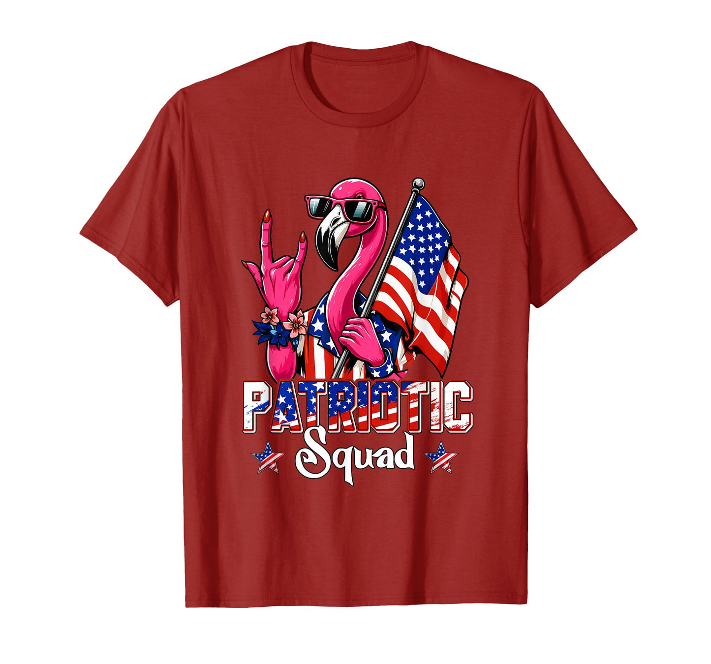 Patriotic Squad Flamingo Sunglasses Rock 4th Of July US Flag T-Shirt