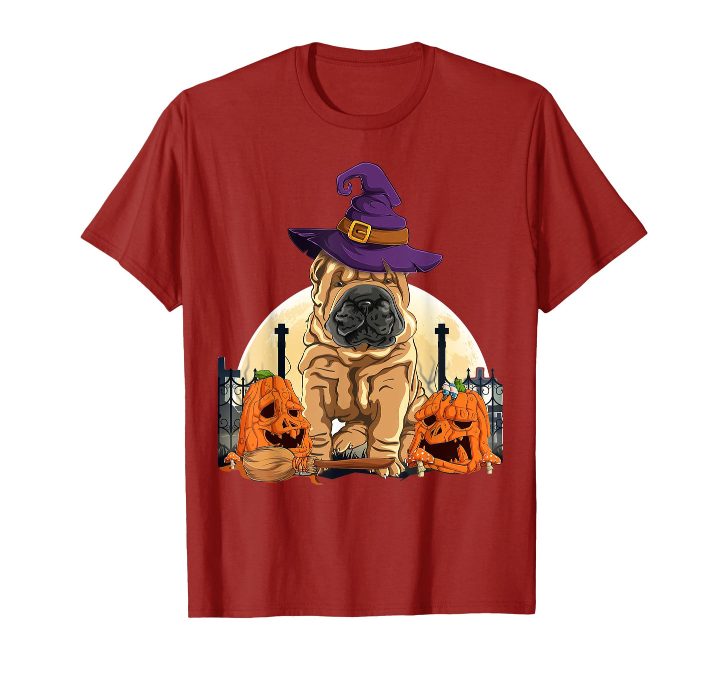 Shar-Pei Halloween Pumpkin & Moon For Dog Lover Shar Pei T-Shirt