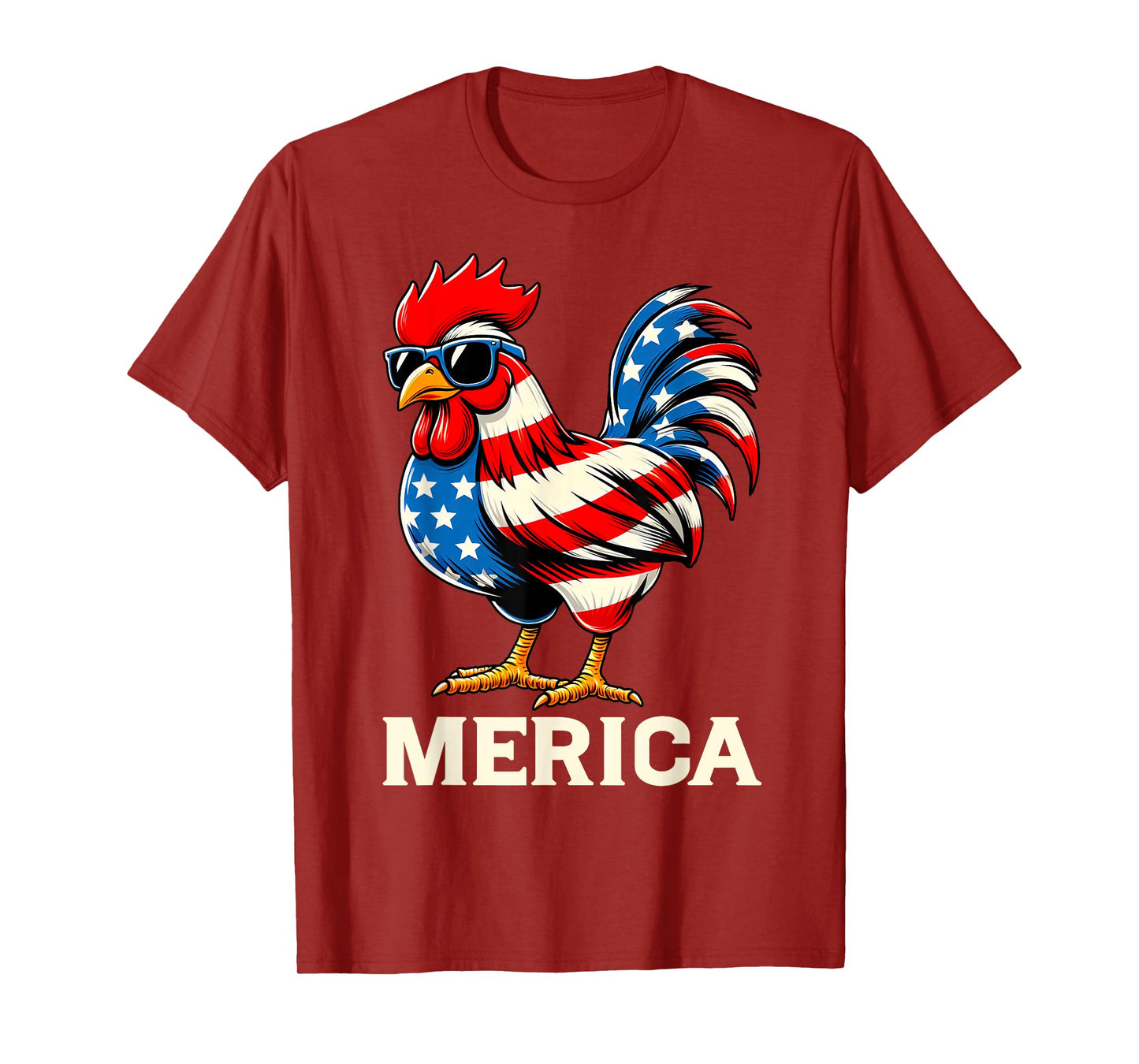 Merica Chicken USA American Flag Happy 4th of July Patriotic T-Shirt
