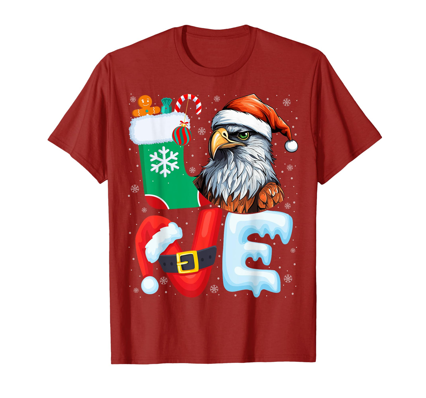 Hawk Birds Wearing Santa Hat Xmas Holiday Hawk Christmas T-Shirt