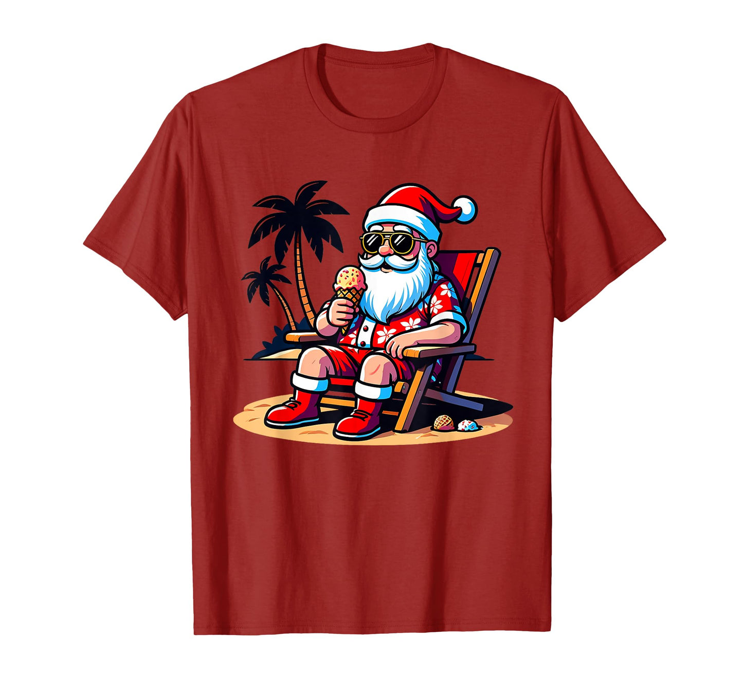 Tropical Summer Funny Hawaiian Santa Claus Christmas In July T-Shirt