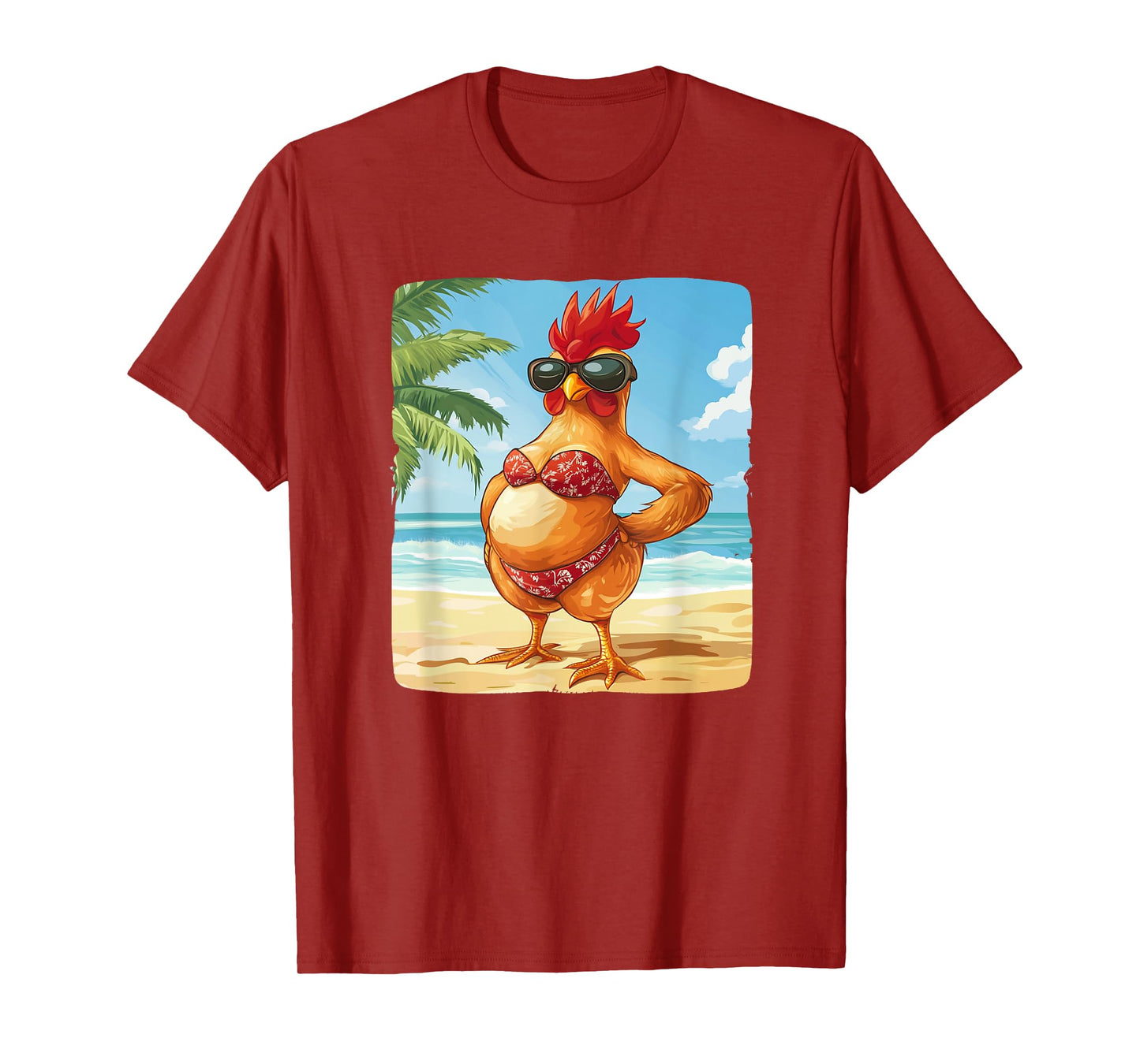 Funny Chicken in Bikini for Swimsuit and Beach Lovers T-Shirt