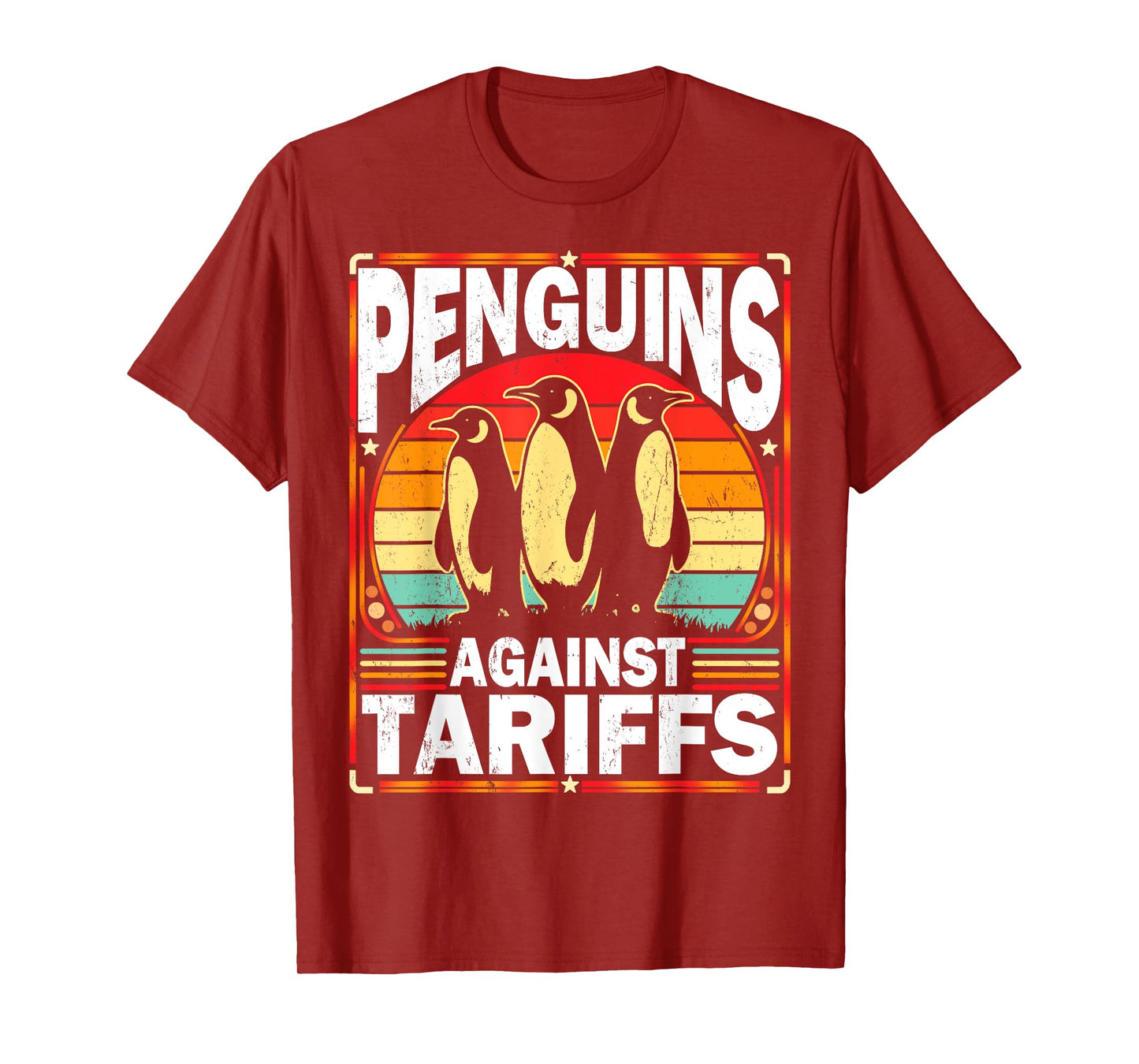 Penguins Against Tariffs Funny Penguins Anti Tariffs Vintage T-Shirt