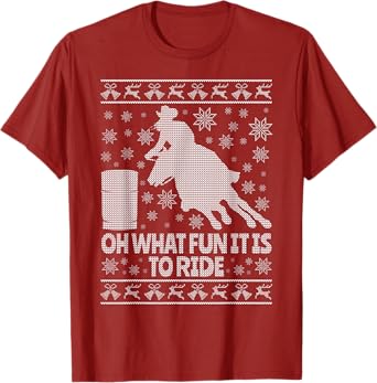 Barrel Racing Ugly Christmas Horse Race Rodeo TShirt T-Shirt