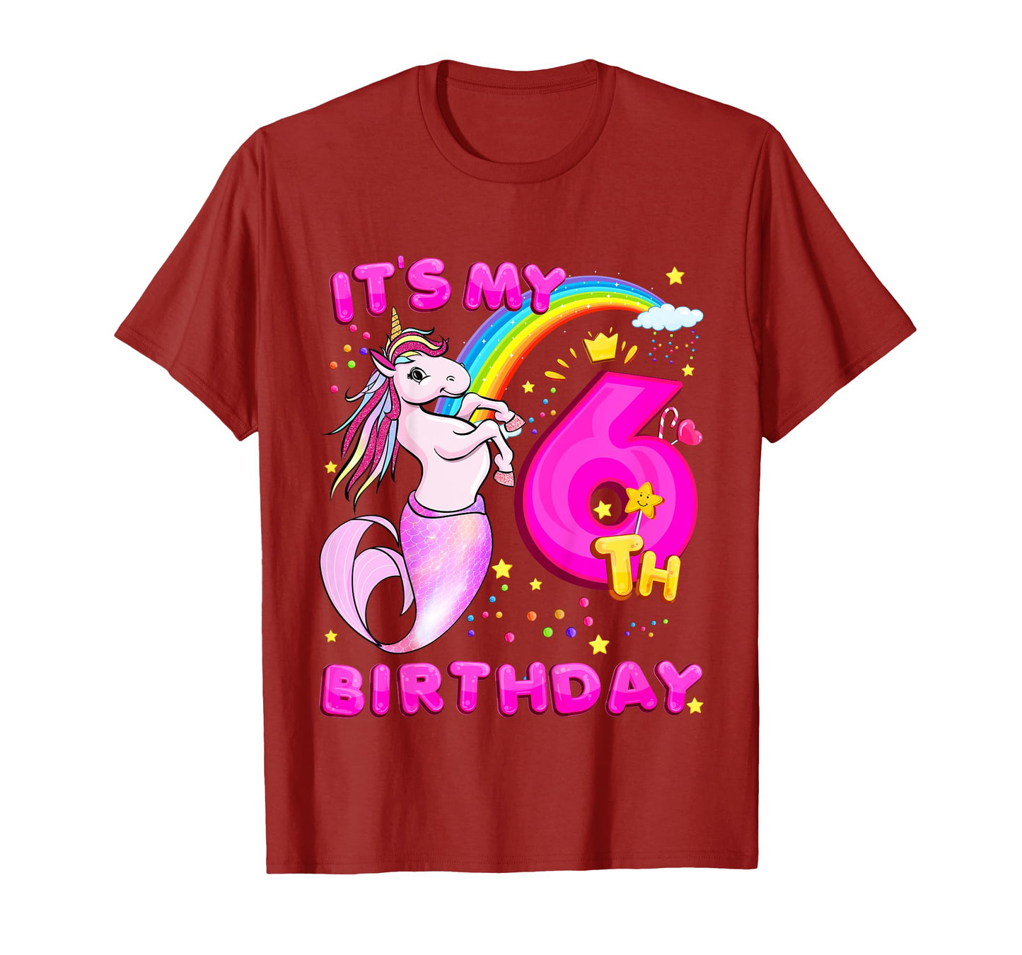 6th Birthday Unicorn Mermicorn Mermaid Gifts For Girls T-Shirt