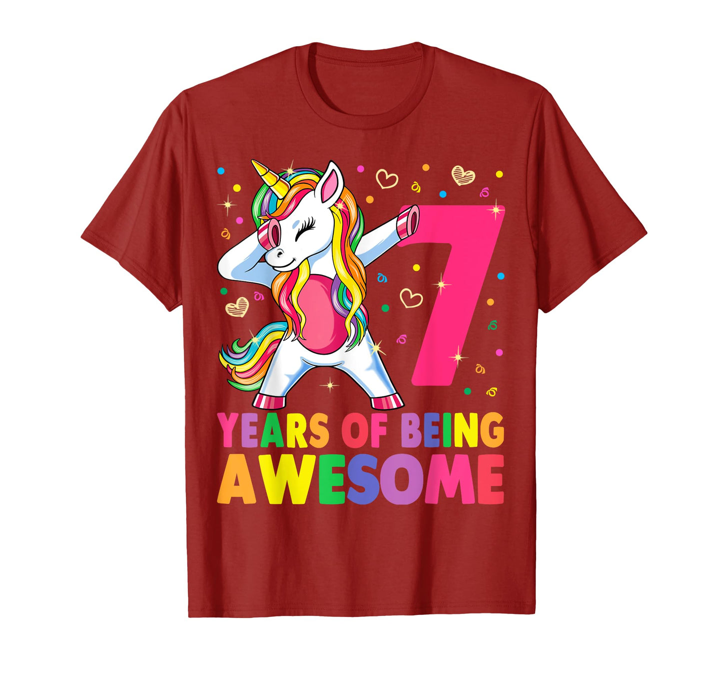 7 Years Old Unicorn Dabbing 7th Birthday Girl Unicorn Party T-Shirt