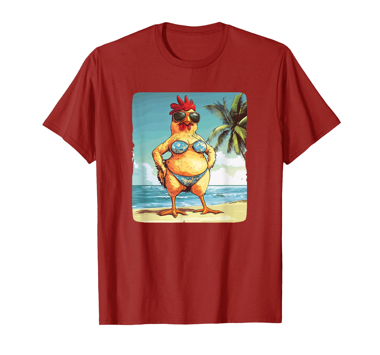 Awesome Chicken in Beach Bikini for Funny Man and Woman T-Shirt