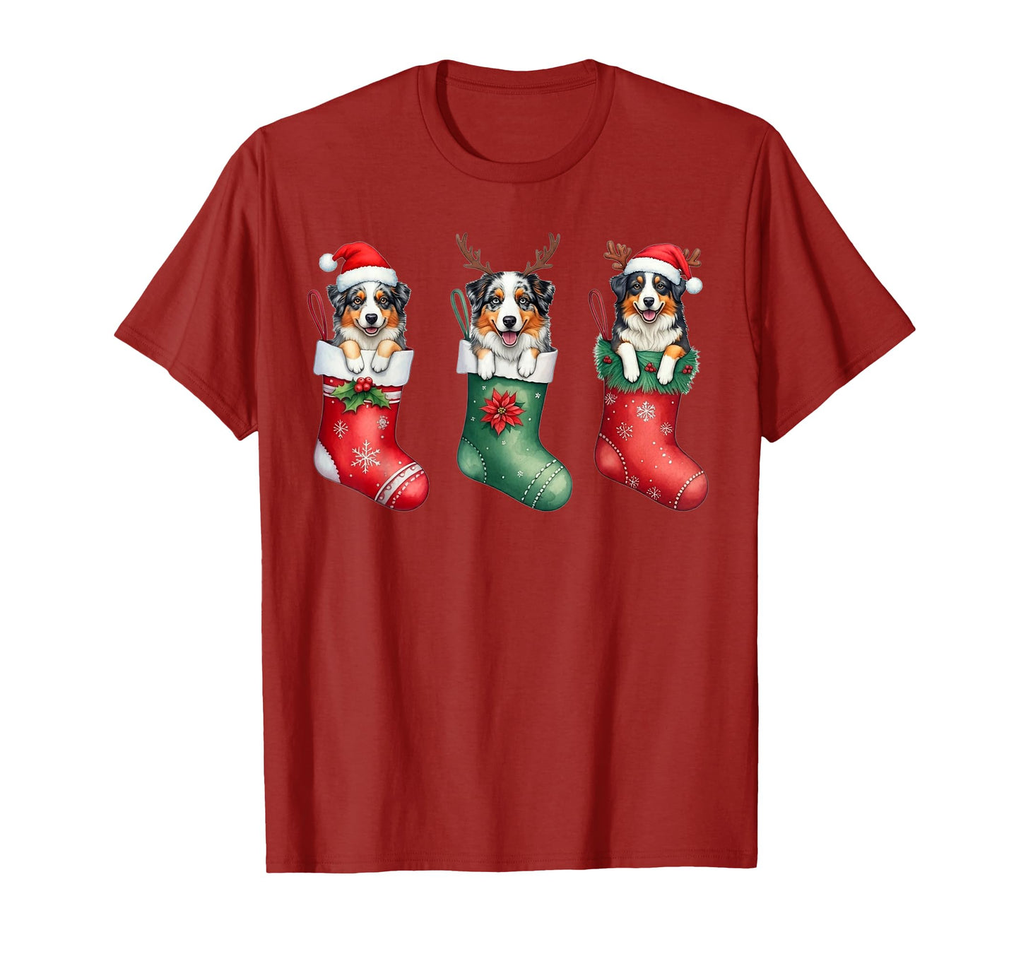 Christmas Pajama Australian Shepherd Dog Lover Xmas Socks T-Shirt