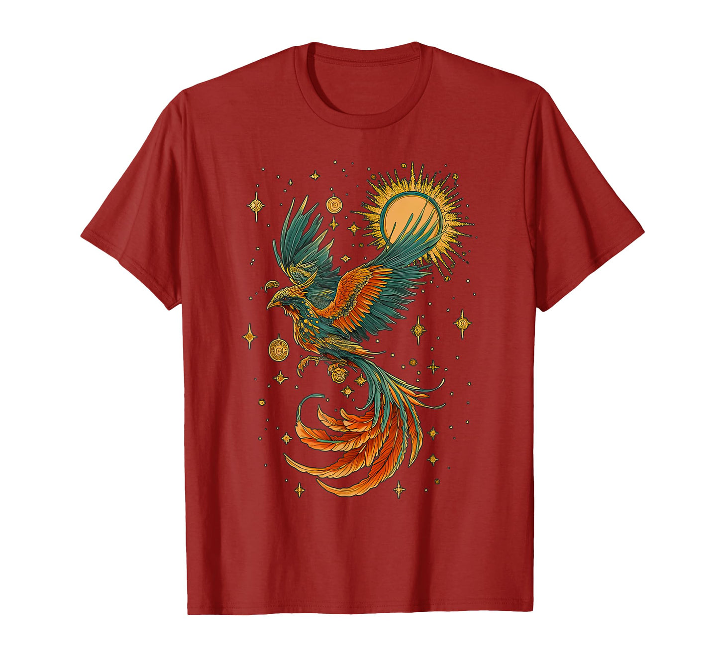 Vintage Celestial Aesthetic Mystical Phoenix Bird Moon Phase T-Shirt