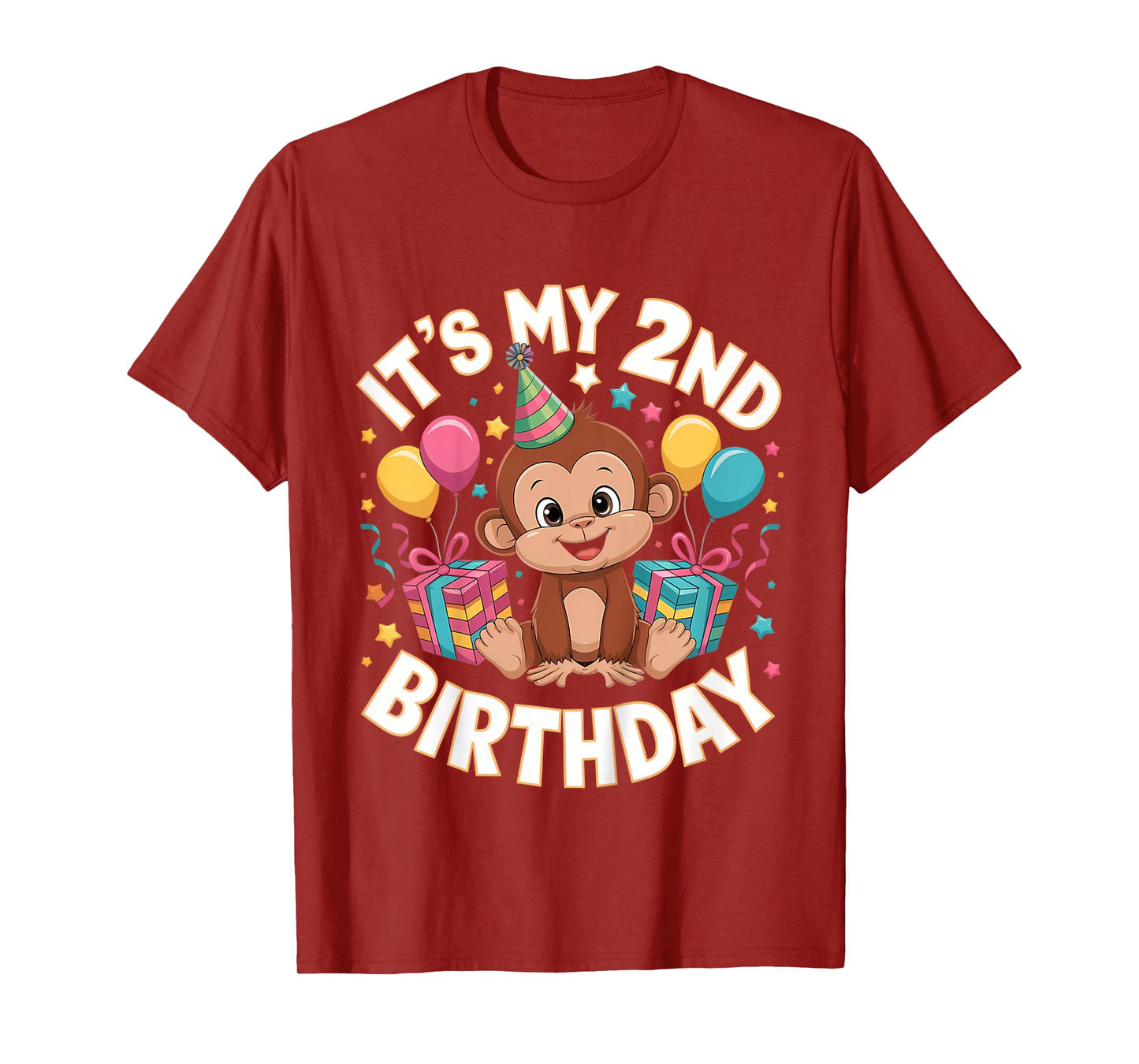 Kids 2nd Birthday Monkey Party Design T-Shirt