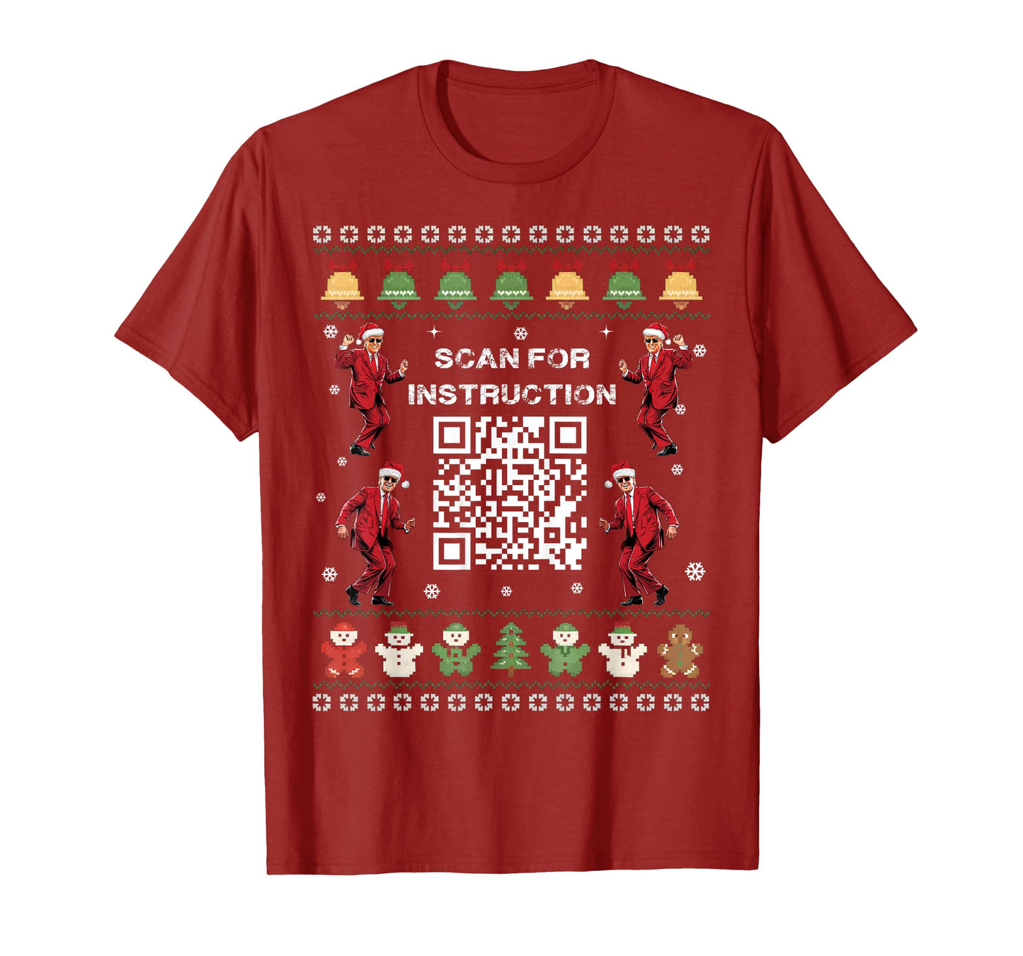 QR Trump Dance Code President Scan For Instruction Christmas T-Shirt