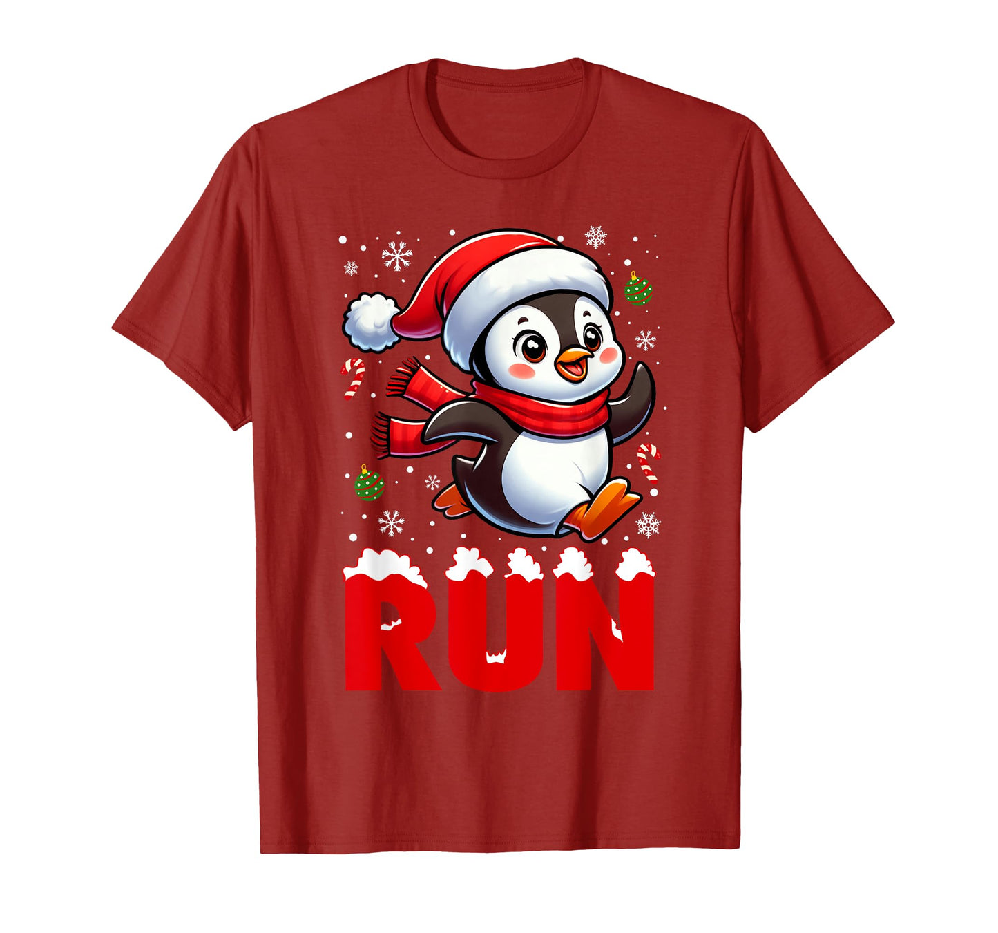 Penguin Running Cross Country Penguin Runner Christmas T-Shirt