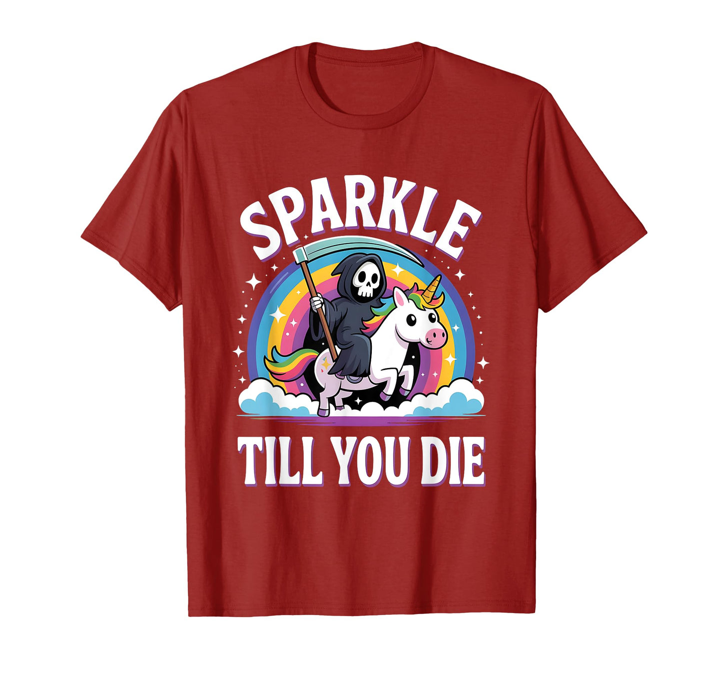 Sparkle Til You Die, Cute Grim Reaper Unicorn T-Shirt
