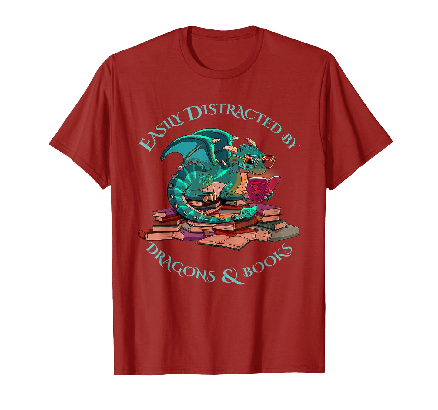 Cute Dragon Book - Easily Distracted By Dragons And Books T-Shirt
