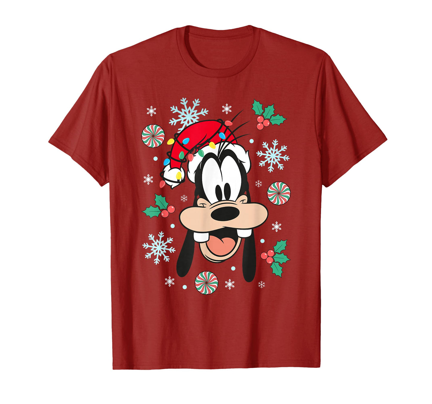 Disney Mickey And Friends Christmas Goofy Big Face Portrait T-Shirt