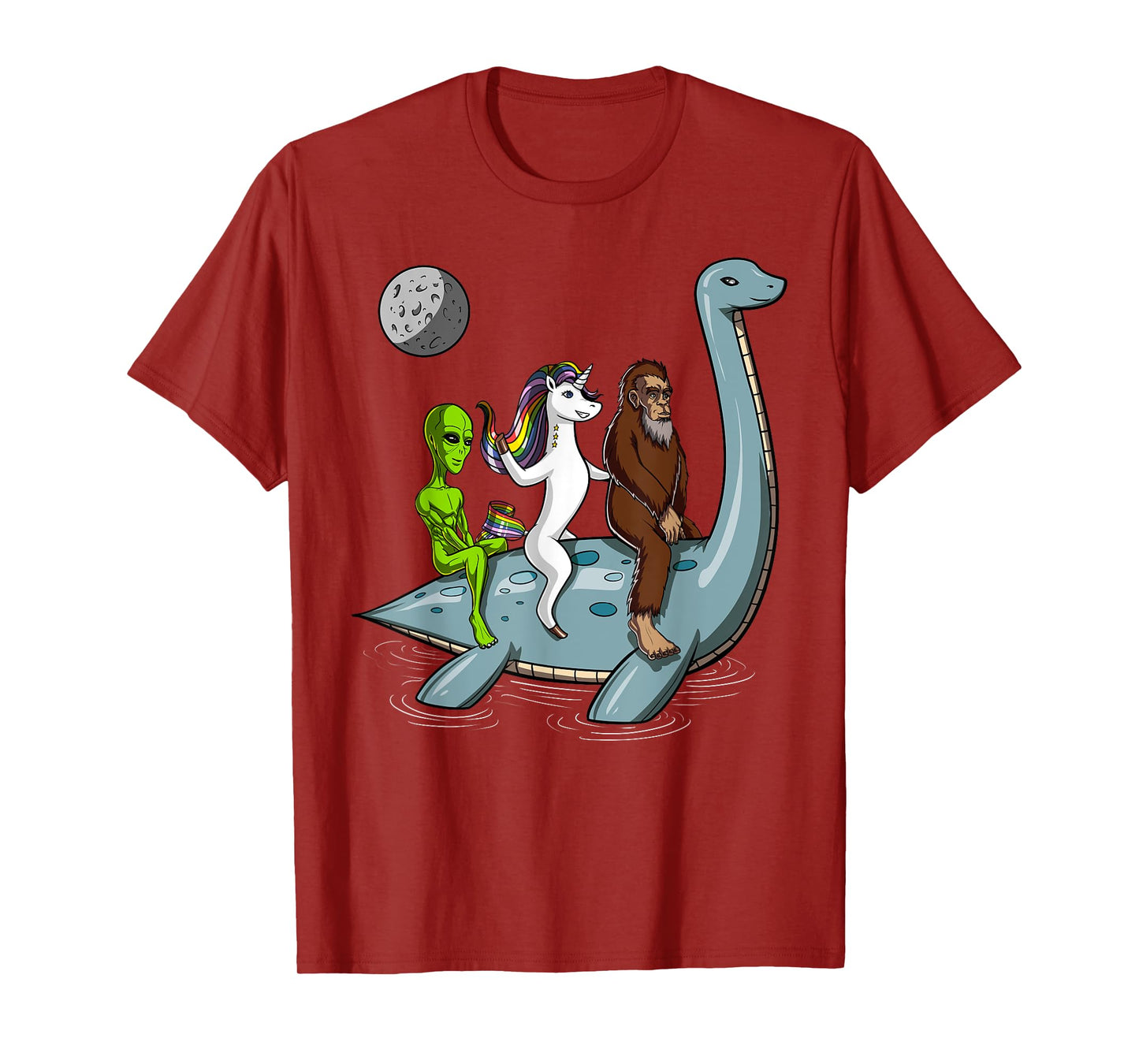 Alien Bigfoot Unicorn Riding Loch Ness Monster Cryptozoology T-Shirt