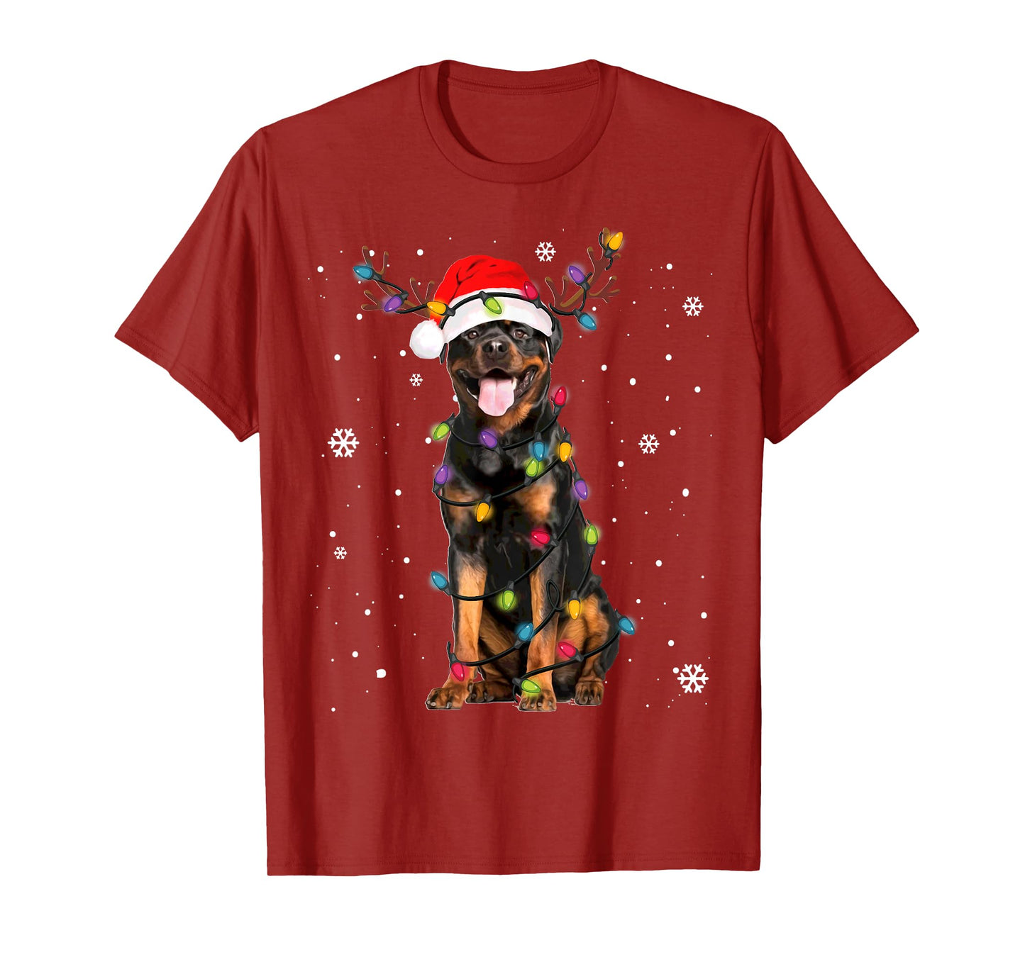 Rottweiler Santa Christmas Lights Xmas Dog Lover Xmas Pajama T-Shirt