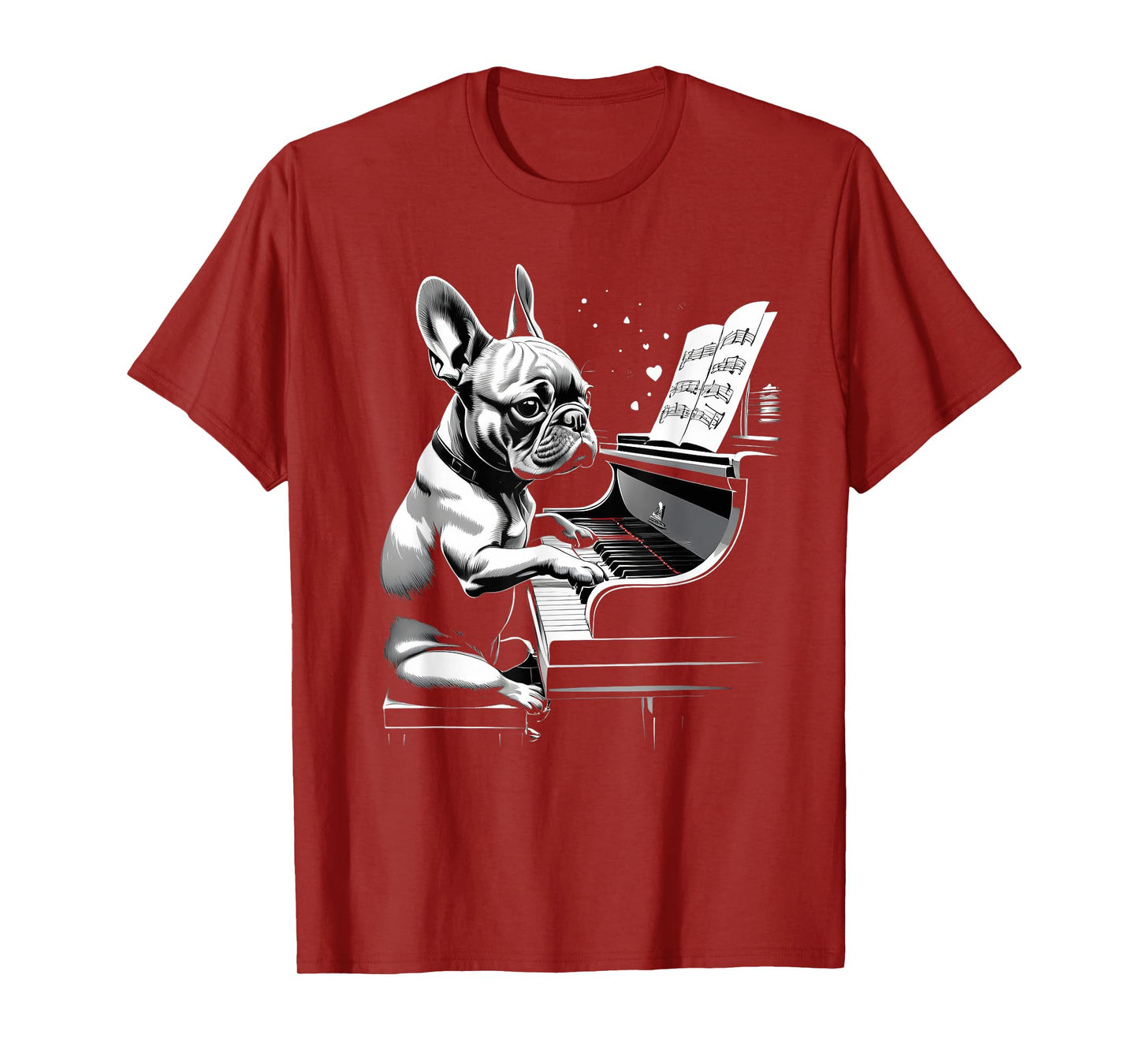 Cute French Bulldog Playing Piano Funny Dog and Piano Lover Men Women Kids T-Shirt