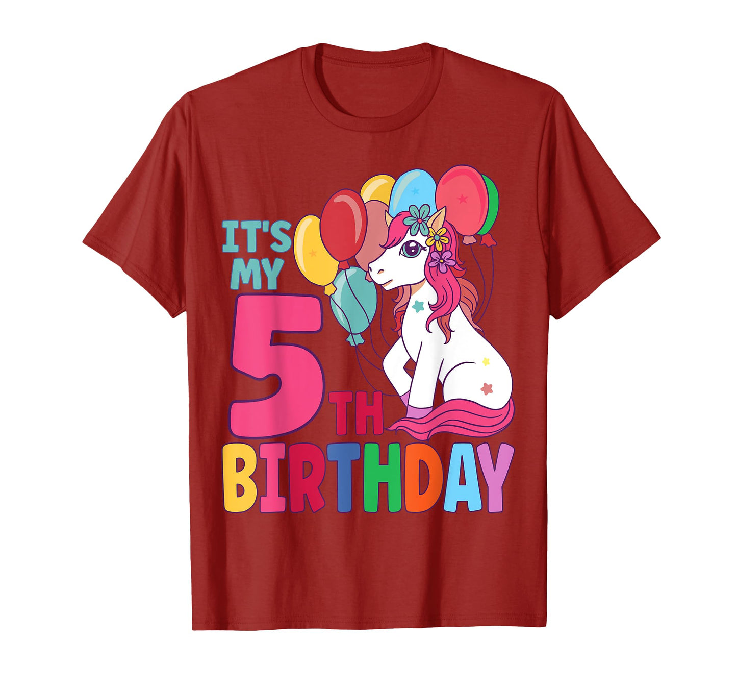 It's My 5th Birthday Unicorn Boys Girls Kids Birthday T-Shirt