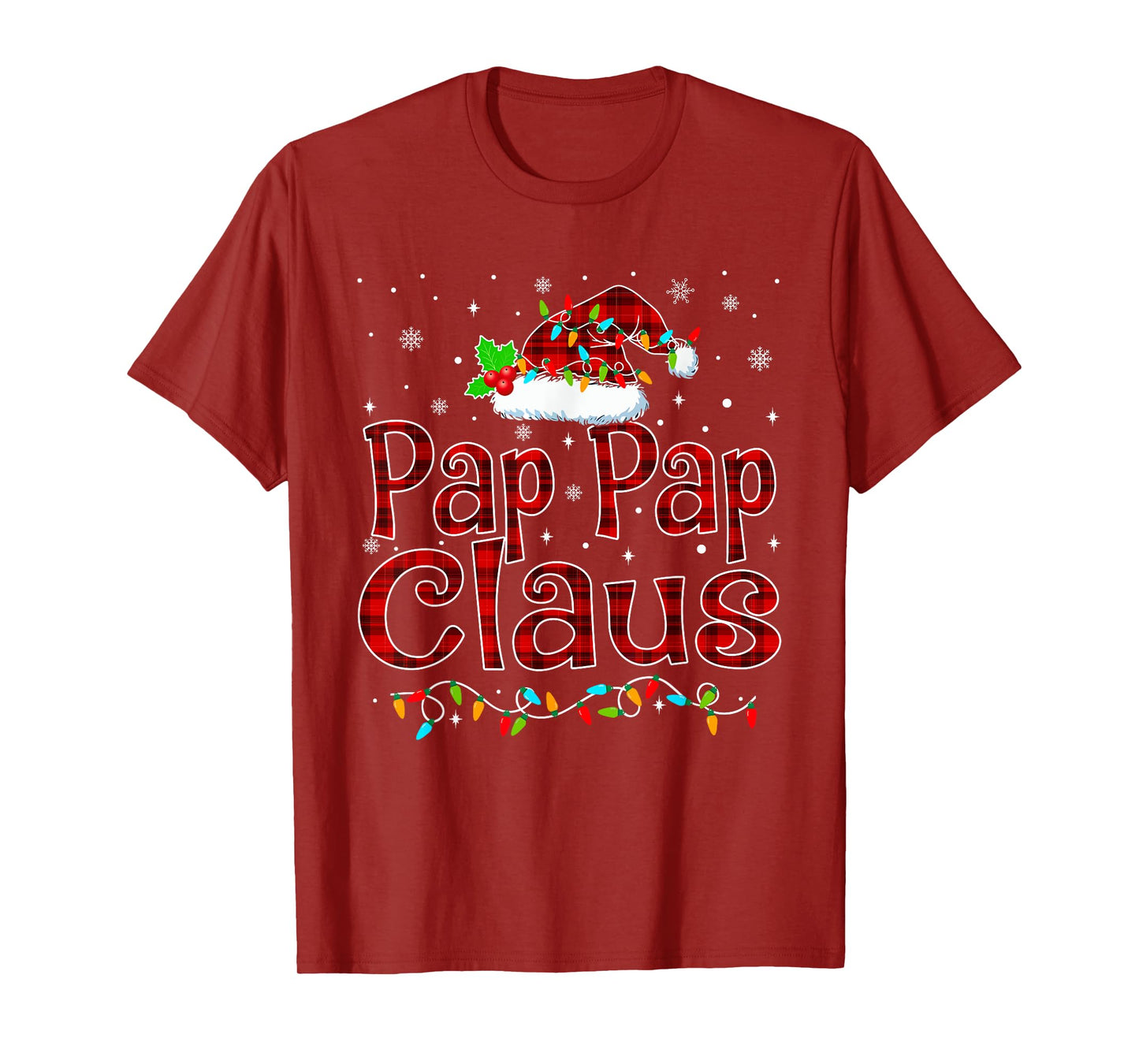 Pap Pap Claus Christmas Pajama Matching Family Xmas Lights T-Shirt