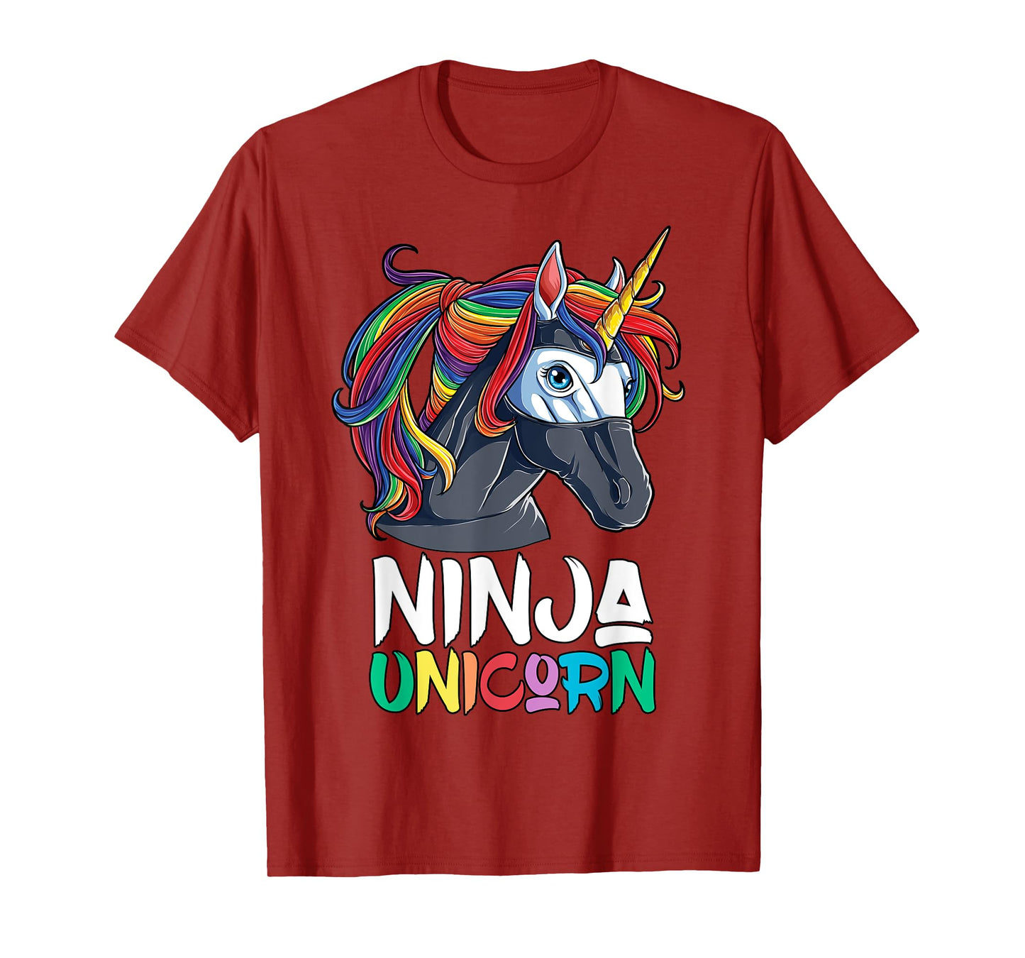 Ninja Unicorn T shirt Girls Rainbow Martial Arts Fighter Tee T-Shirt