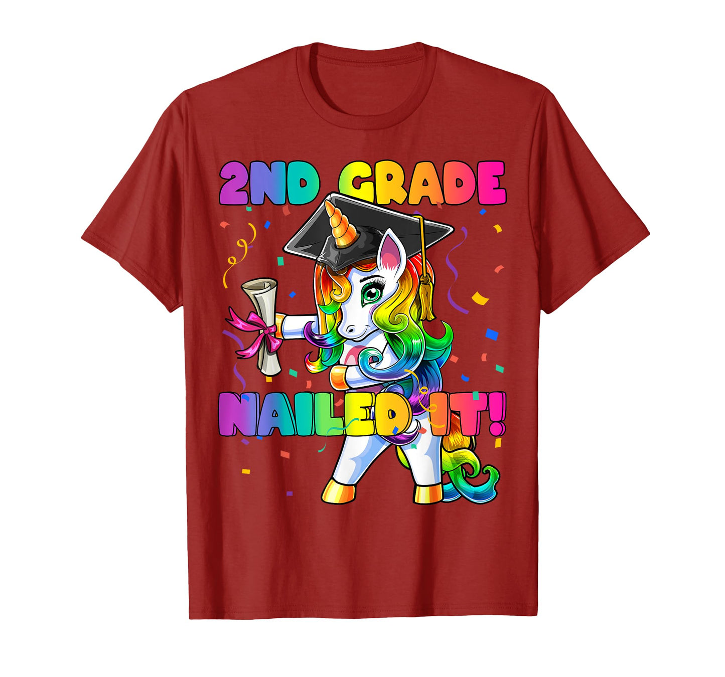 Flossing Unicorn 2nd Grade Graduation Cap Diploma Gift Girls T-Shirt