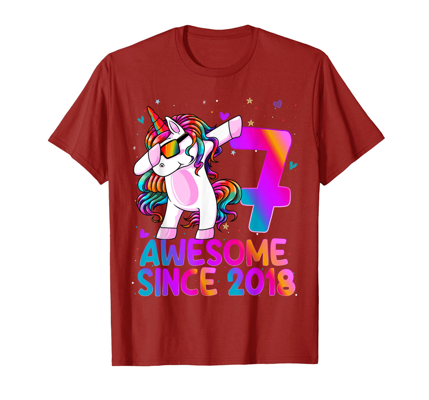Dabbing Unicorn 7 Year Old 7th Birthday Girl Unicorn Party T-Shirt