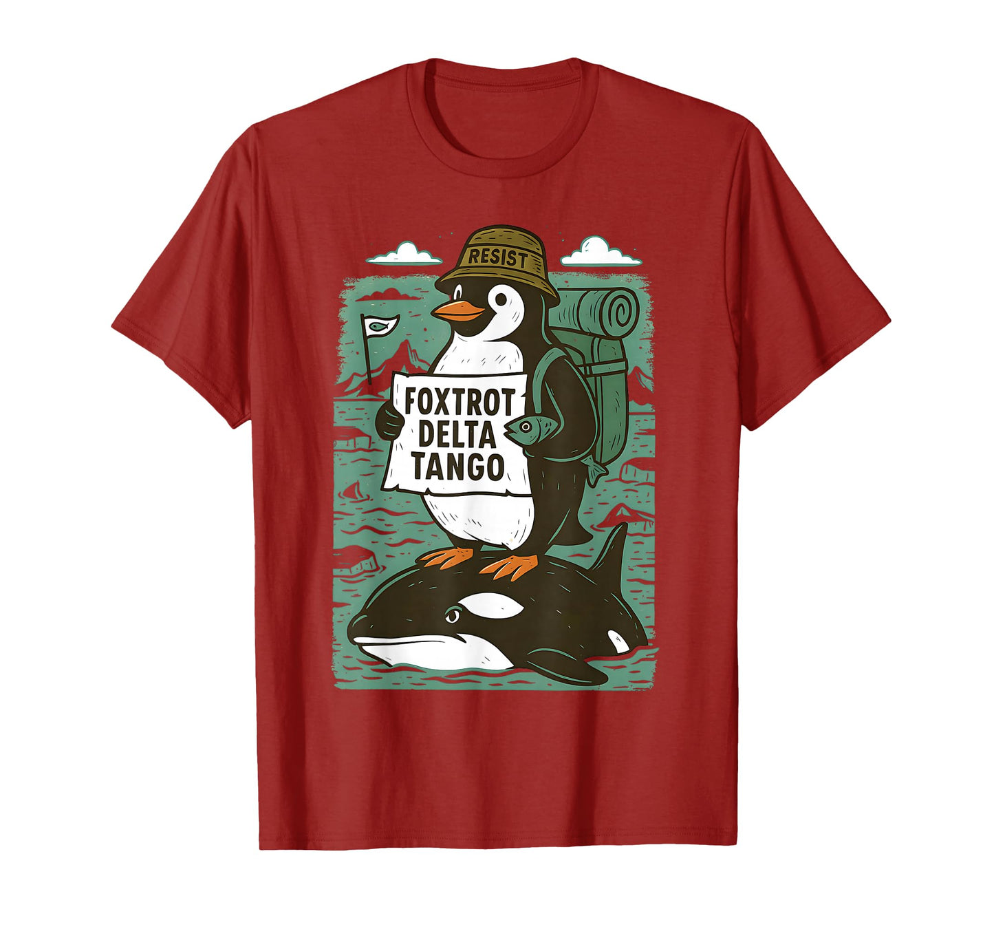 Resist Penguin Activism Graphic Design T-Shirt