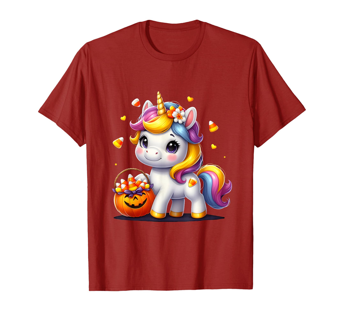 Unicorn Candy Corn Halloween Unicorn Gift For Girls Kids T-Shirt