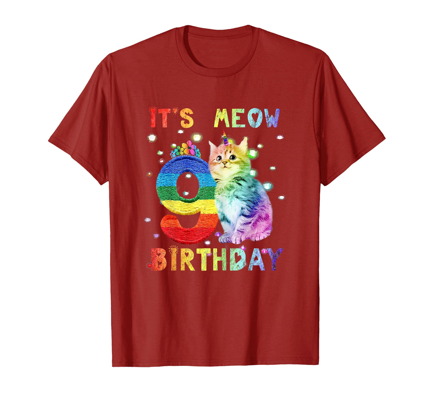 Cute 9th Birthday Cat Unicorn 9 Years Old Rainbow Girl Teens T-Shirt
