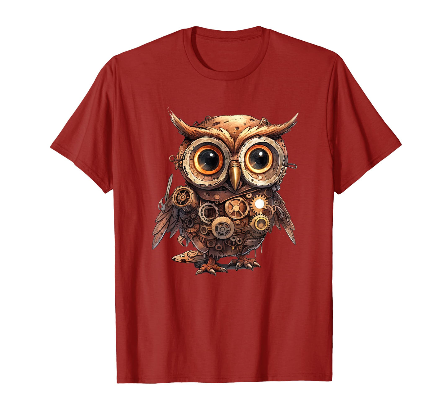 Owl in steampunk mechanical gear, vibrant Bird T-Shirt